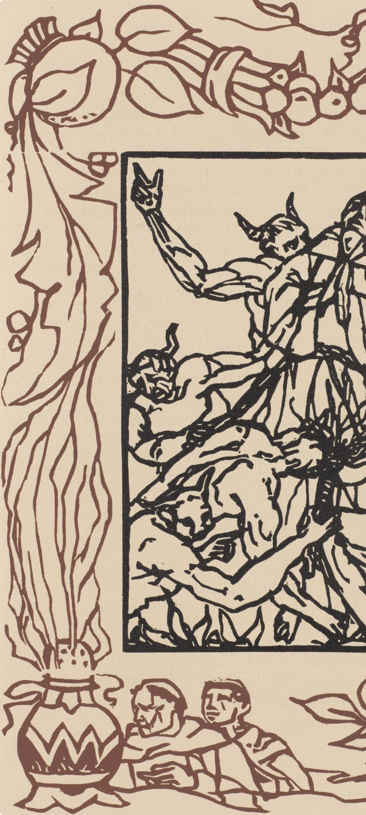 Émile Bernard, Composition (Morane, No. 100), Les Petites Fleurs de St. Françoise, Limited Edition Woodcut