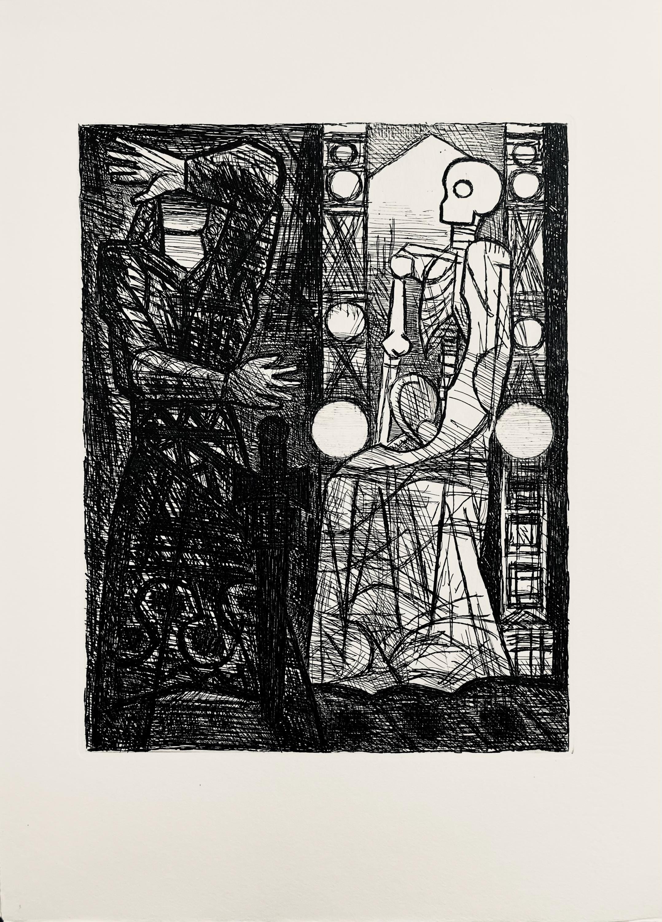 Marcel Gromaire, Le Spectre De Banquo, Scène XIII, Shakespeare, Macbeth, Eaux-fortes de Gromaire, Limited Edition Etching