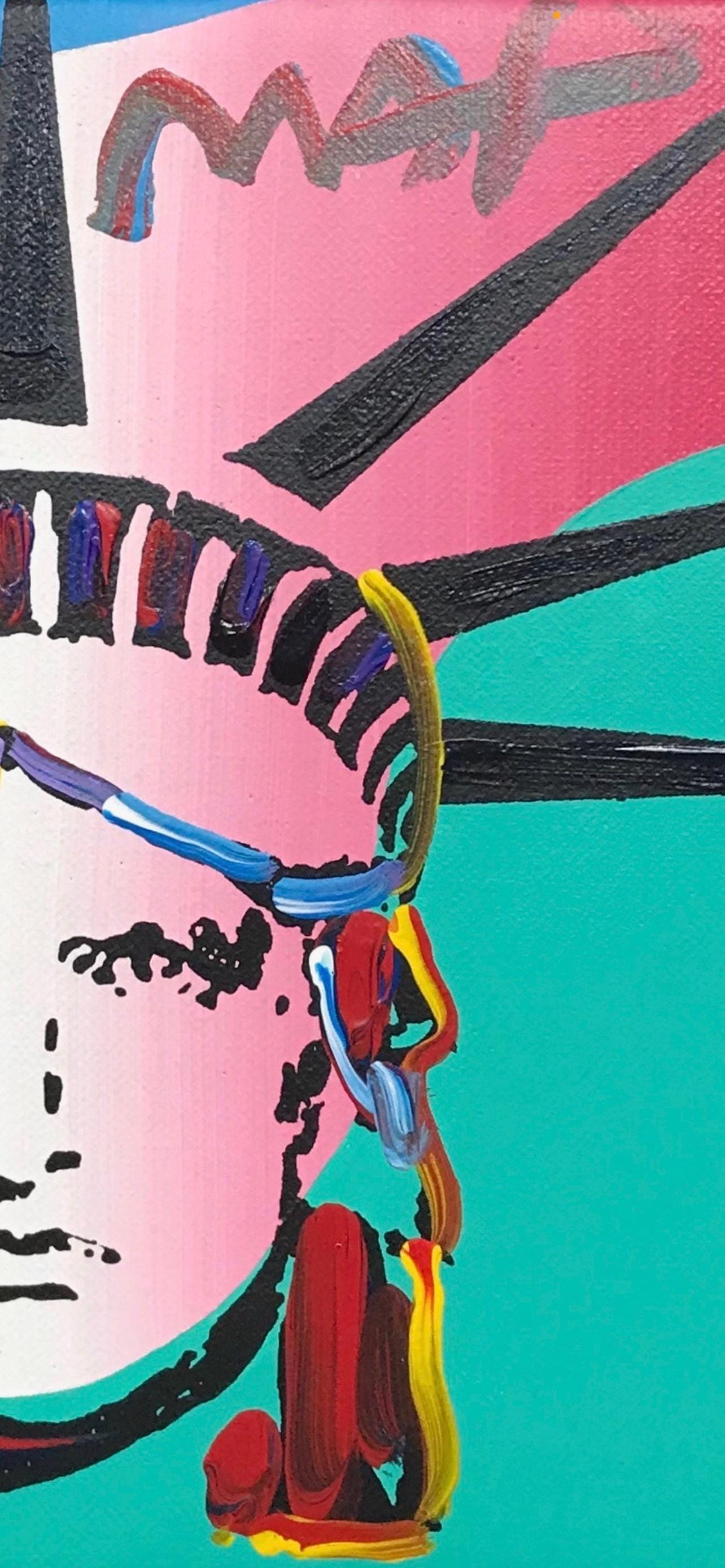 Peter Max, Liberty Head, Hand Signed, Acrylic Painting