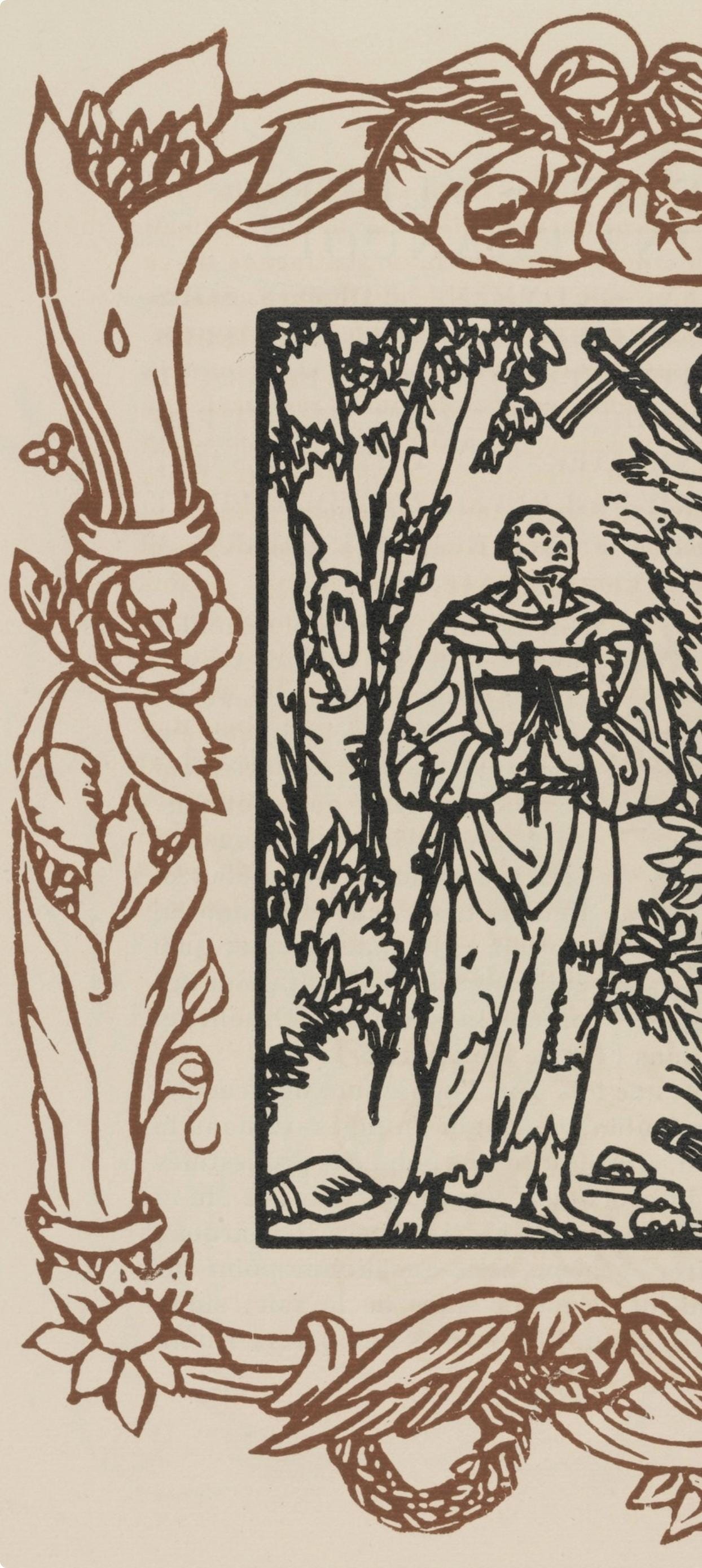 Émile Bernard, Composition (Morane, No. 100), Les Petites Fleurs de St. Françoise, Limited Edition Woodcut