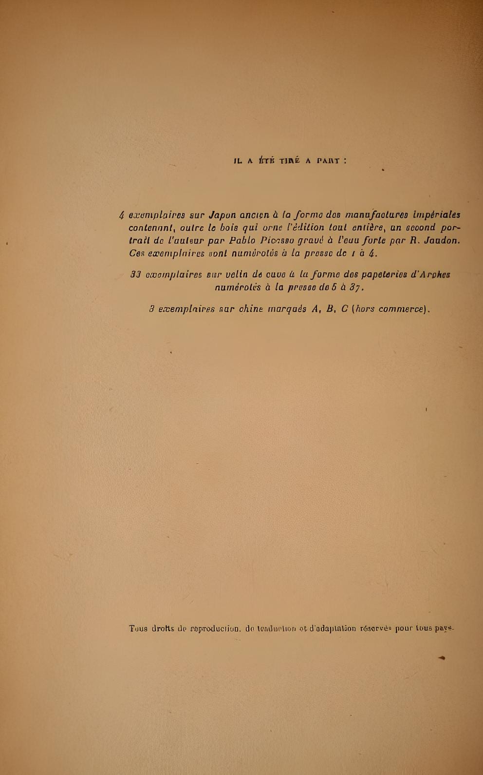 Pablo Picasso, Composition (Horodisch C2), Calligrammes, Limited Edition Woodcut