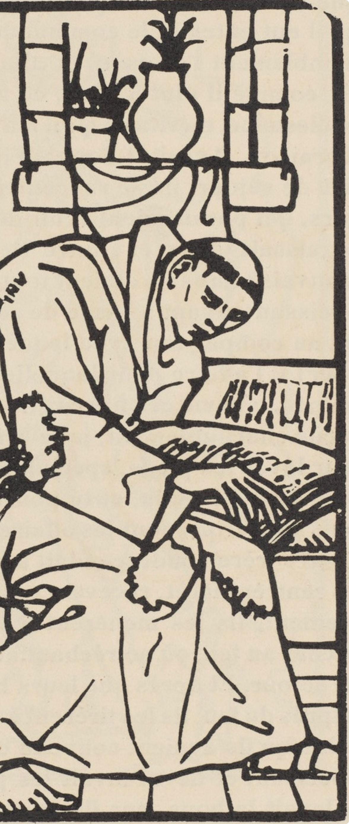 Émile Bernard, Composition (Morane, No. 100), Les Petites Fleurs de St. Françoise, Limited Edition Woodcut
