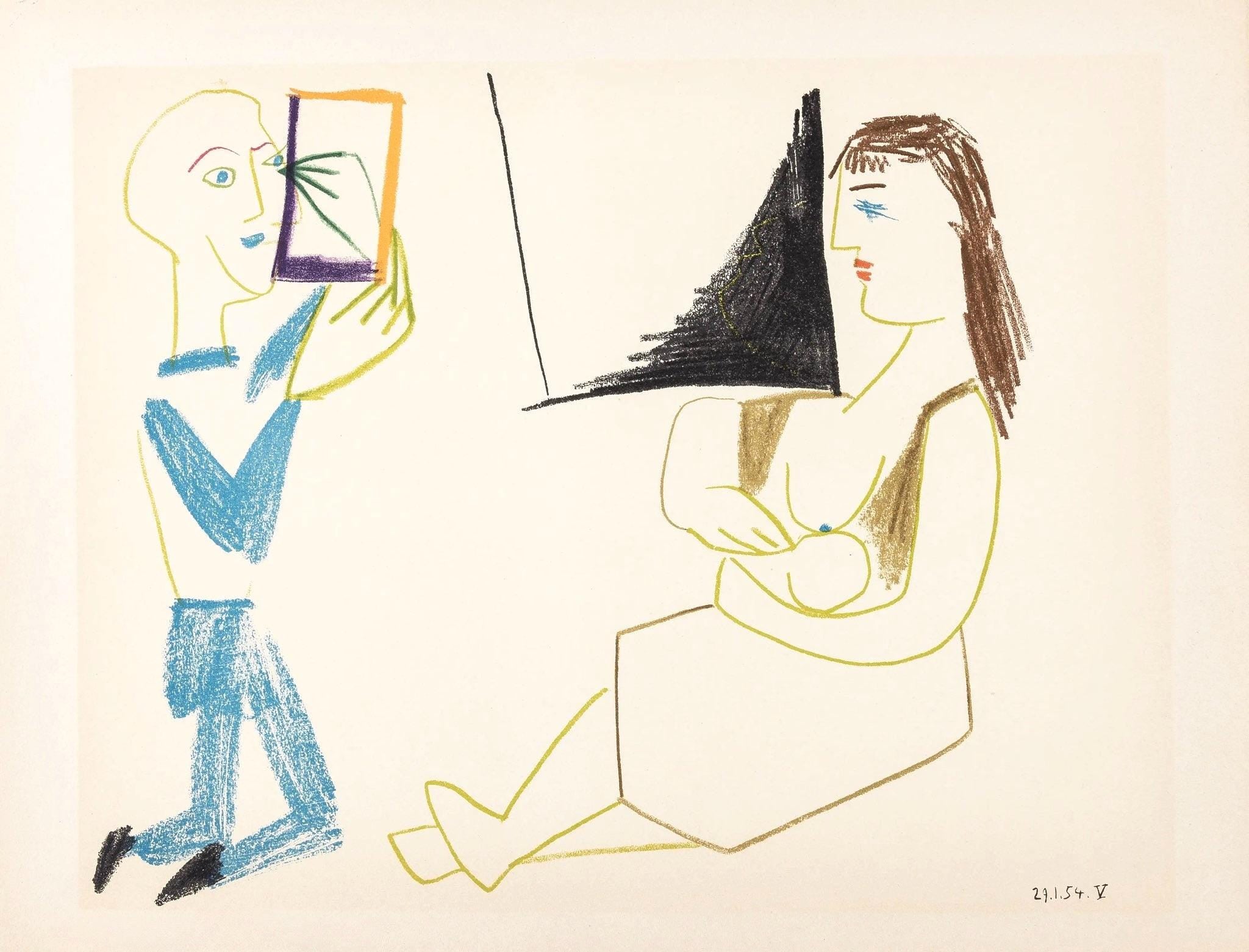 Pablo Picasso, Composition, Picasso and the Human Comedy, Verve: Revue Artistique et Littéraire, Limited Edition Lithograph