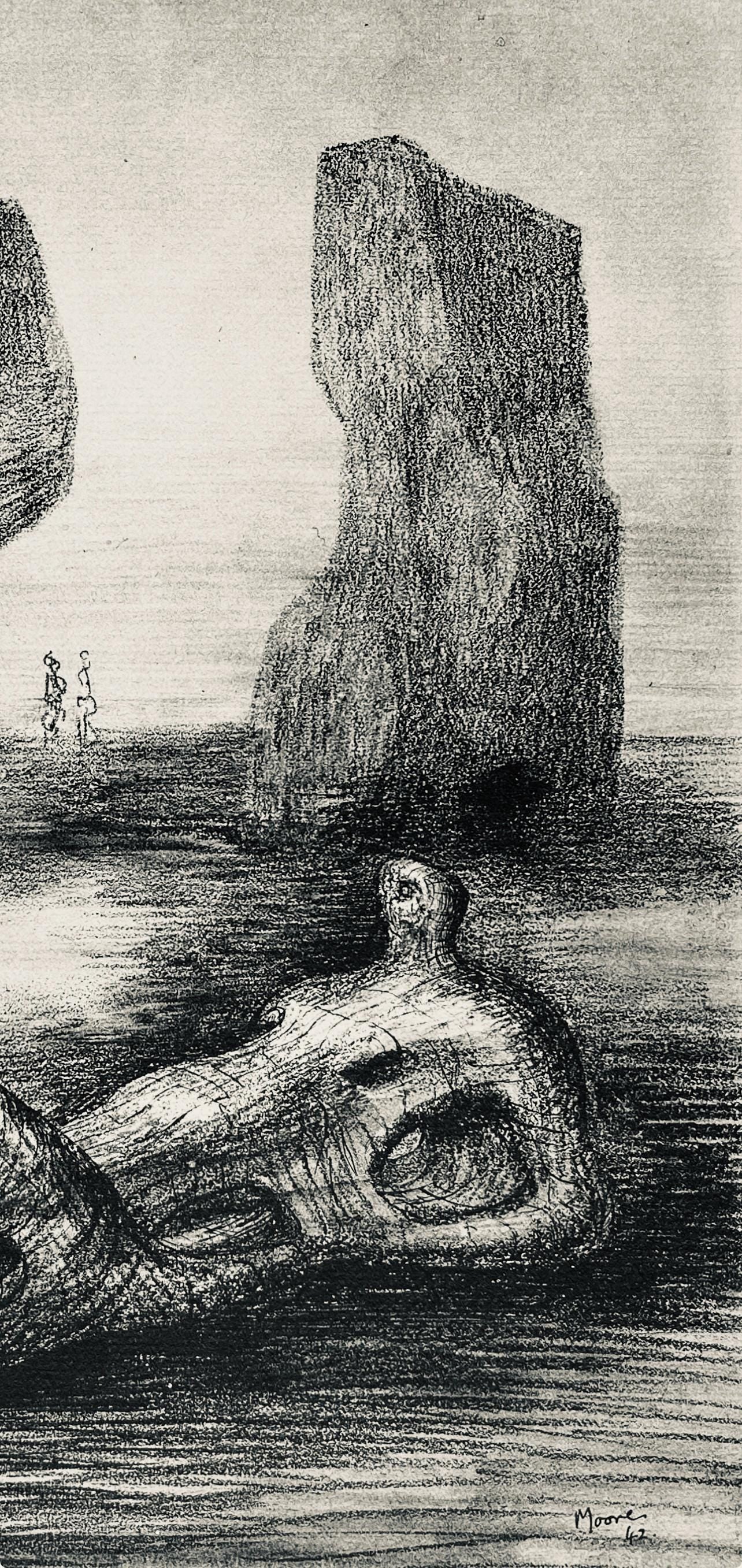 Henry Moore, Wood Sculpture in Setting of Rocks, The Drawings of Henry Moore, Limited Edition Lithograph