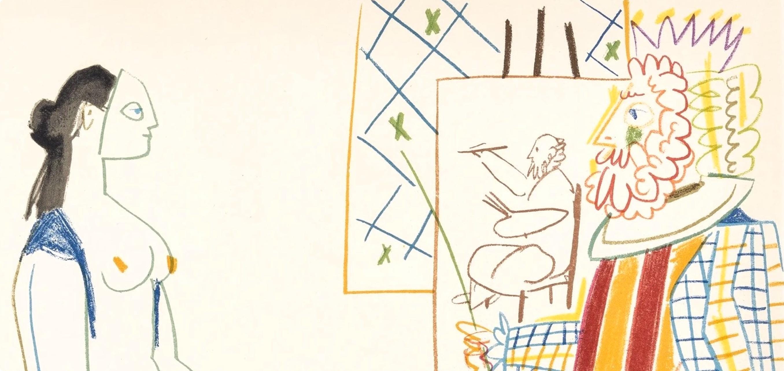 Pablo Picasso, Composition, Picasso and the Human Comedy, Verve: Revue Artistique et Littéraire, Limited Edition Lithograph
