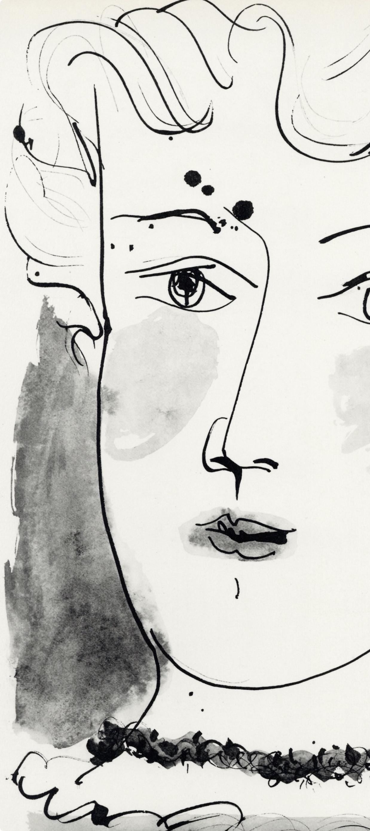 Pablo Picasso, Visage de jeune fille, de face (Cramer No. 84), 40 dessins de Picasso en marge du Buffon, Limited Edition Lithograph
