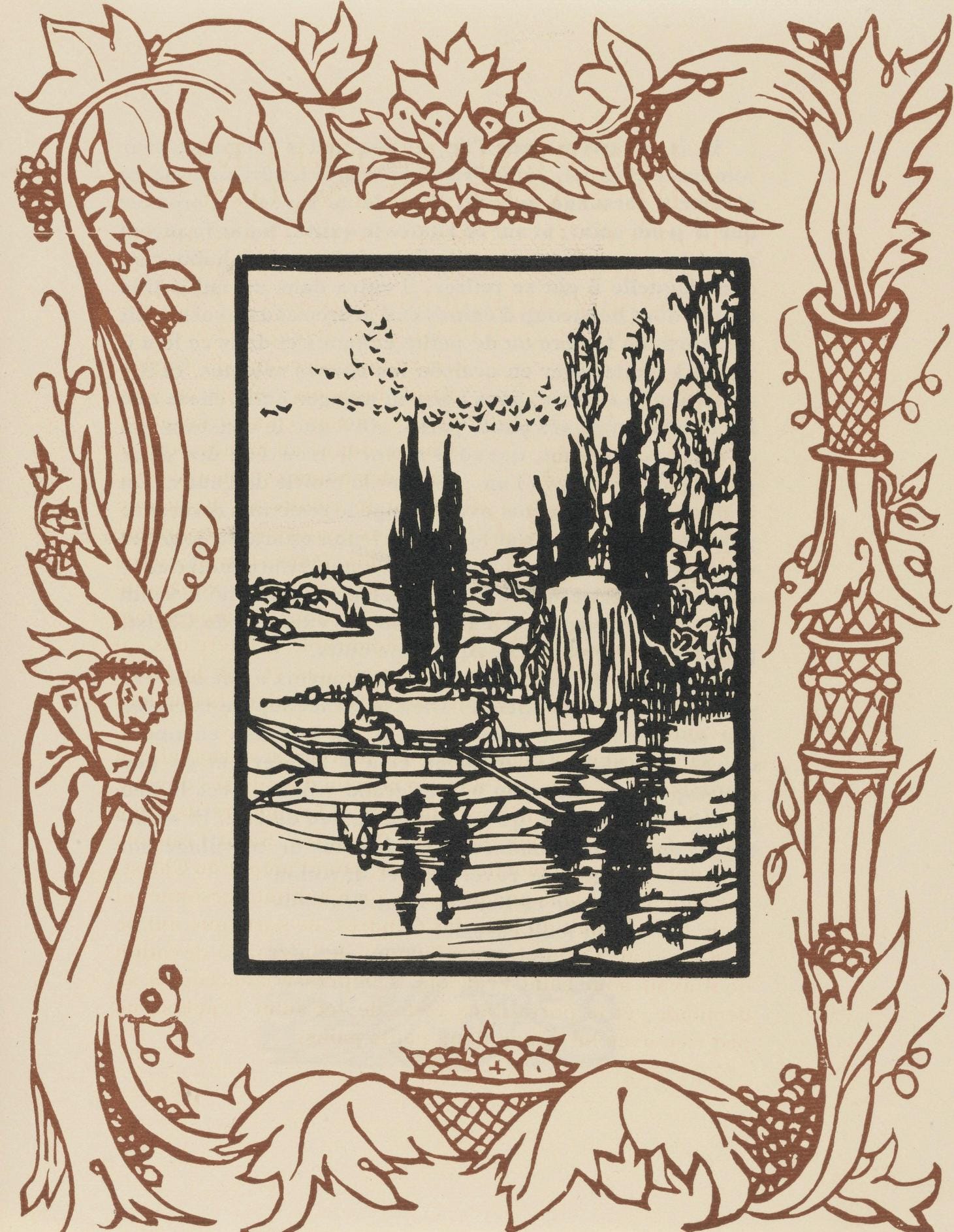 Émile Bernard, Composition (Morane, No. 100), Les Petites Fleurs de St. Françoise, Limited Edition Woodcut