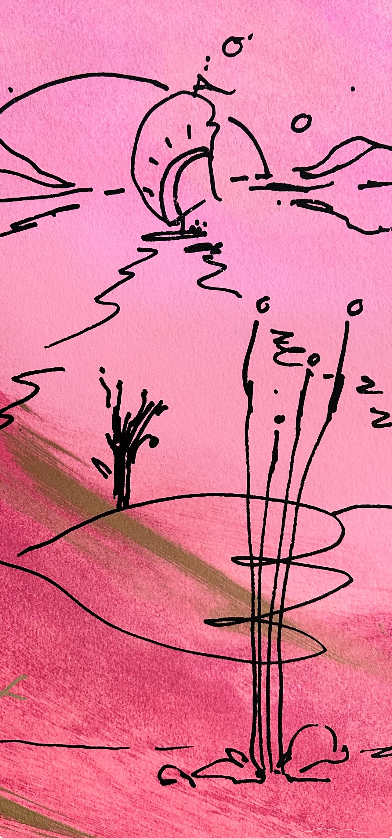 Peter Max, Sailboat on the Horizon, Hand Signed, Mixed Media Watercolor and Silkscreen Painting