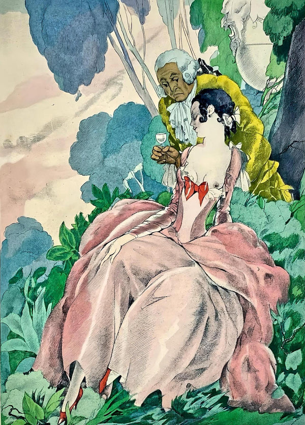 Umberto Brunelleschi, Composition, La Leçon d'amour dans un parc, Limited Edition Lithograph