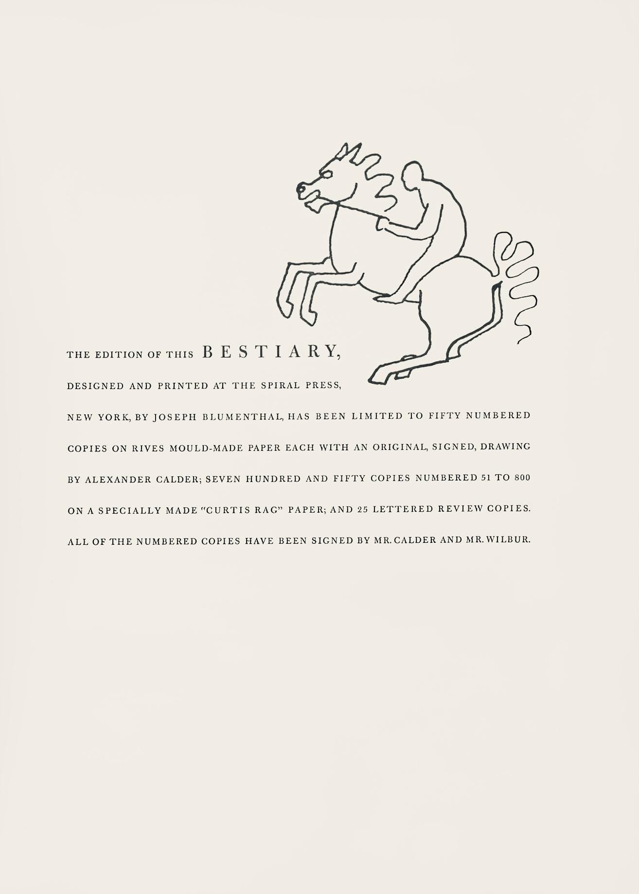 Alexander Calder, Composition, A Bestiary, Limited Edition Letterpress Print
