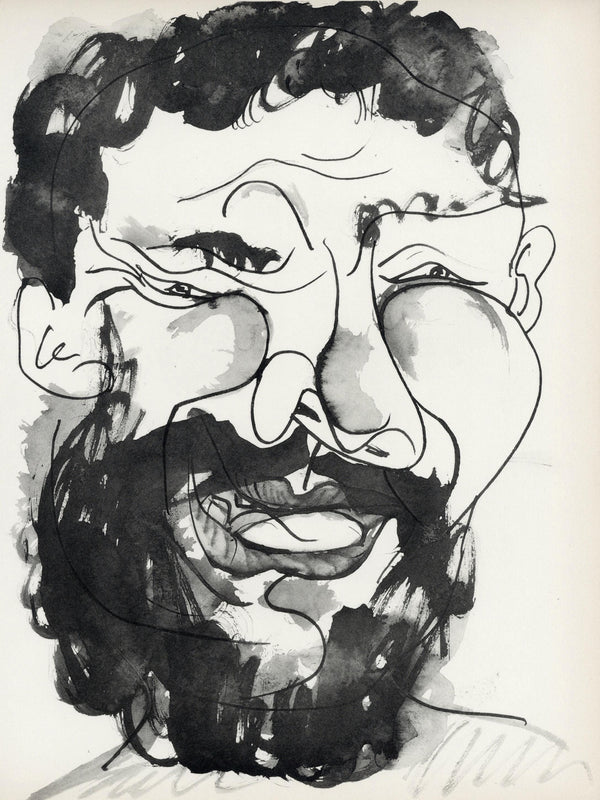 Pablo Picasso, d'homme riant, à la barbe (Cramer No. 84), 40 dessins de Picasso en marge du Buffon, Limited Edition Lithograph
