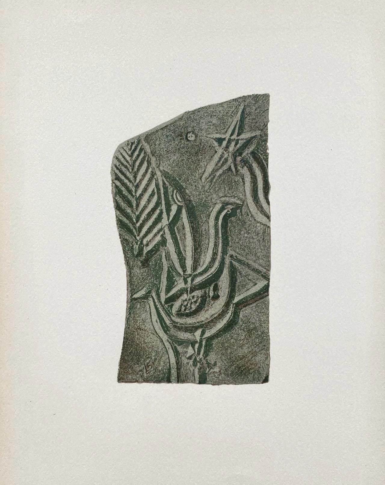 Georges Braque, L'oiseau sous l'étoile, Derrière le miroir, Limited Edition Lithograph