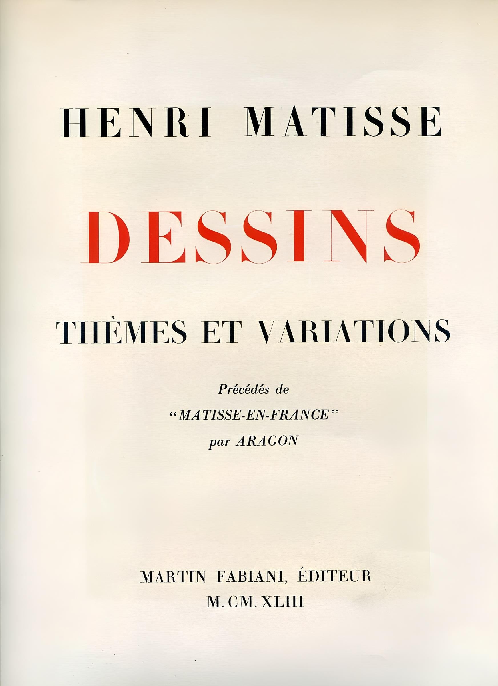 Henri Matisse, Série Z, var. 3 (Duthuit 9), Henri Matisse, Dessins, Thèmes et variations, Limited Edition Lithograph