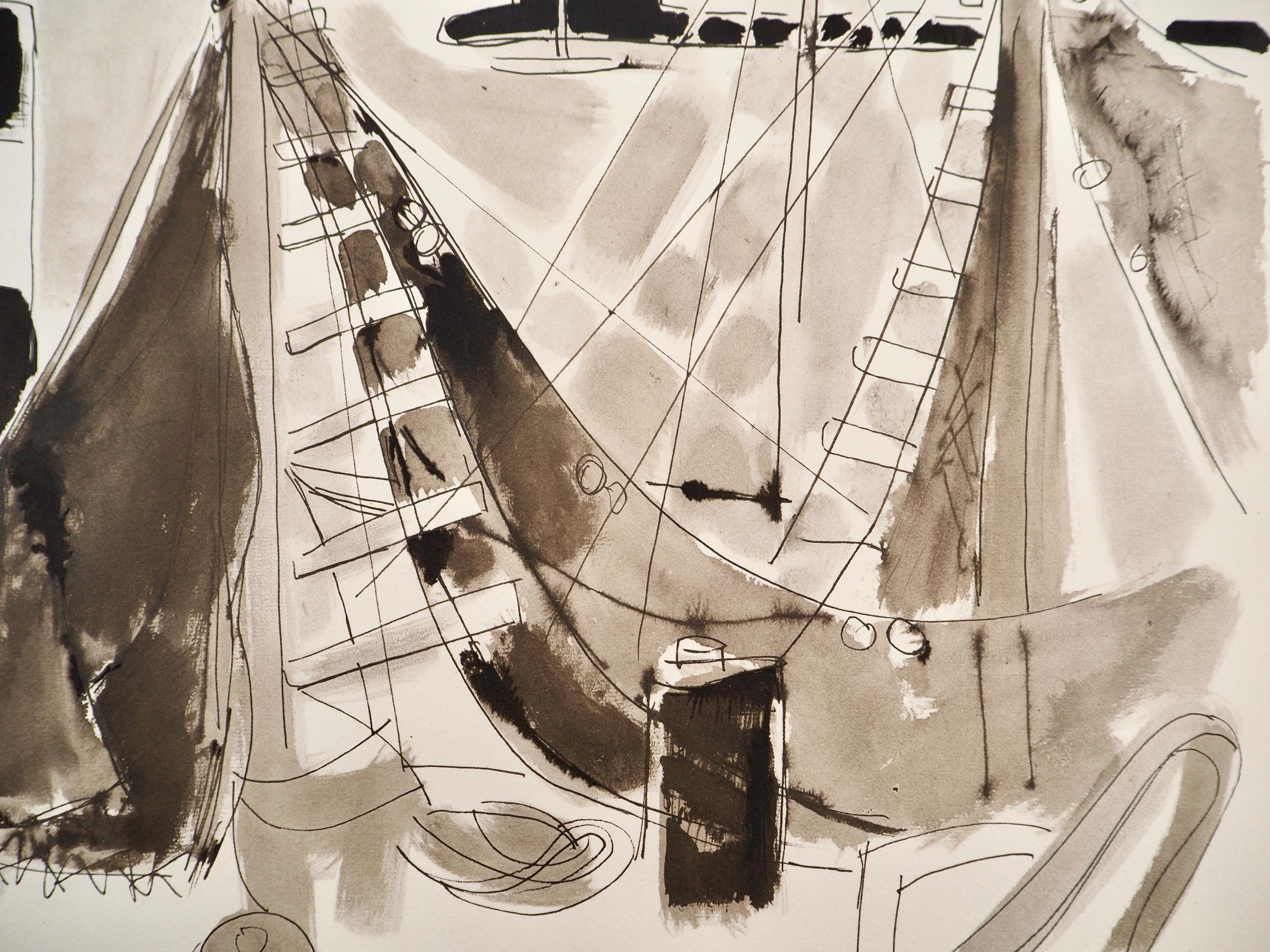 Édouard Pignon, Composition, Arbres et Voiles, Limited Edition Lithograph