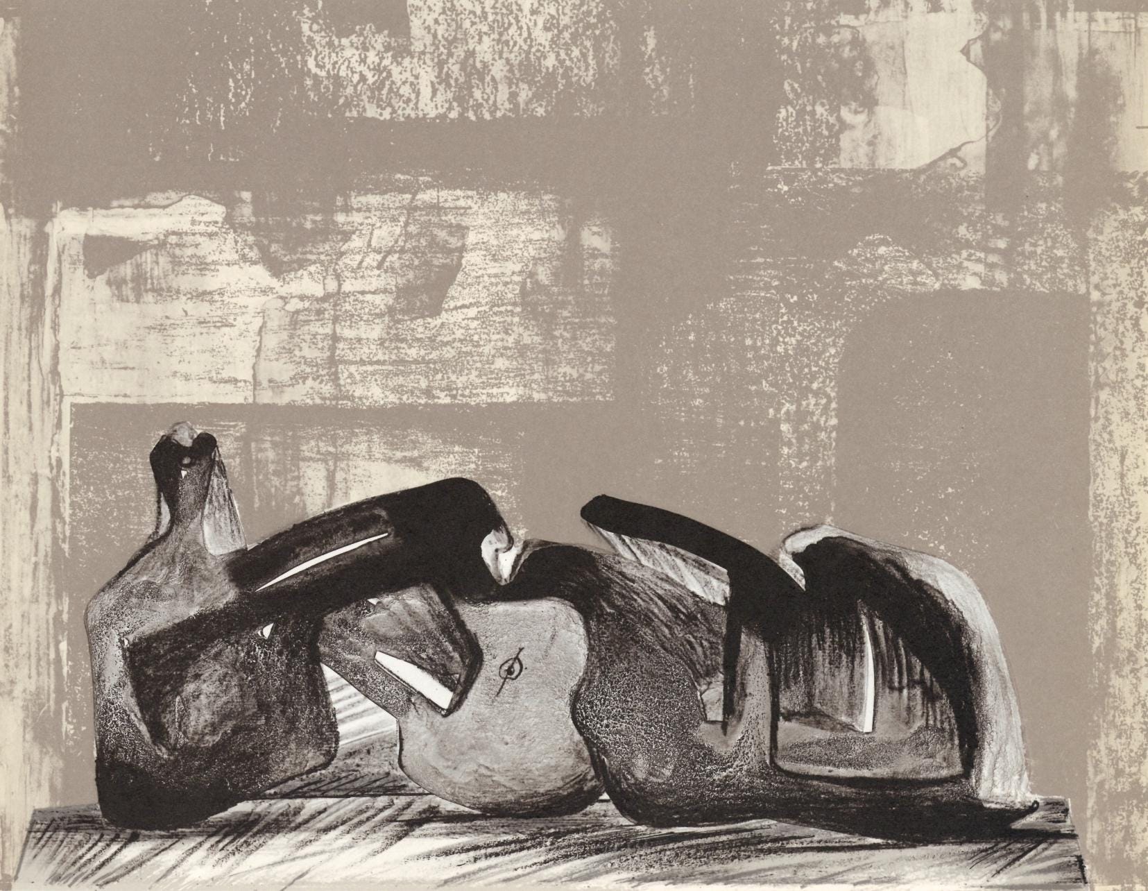 Henry Moore, Reclining Figure, Interior Setting I (Cramer 458), XXe siècle, Limited Edition Lithograph