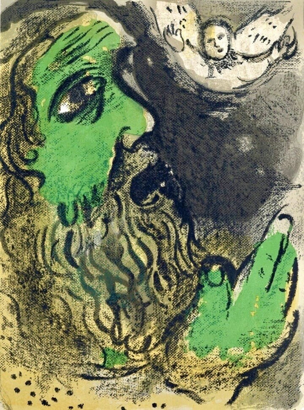 Marc Chagall, Job praying (Mourlot 117-46; Cramer 25), Drawings from the Bible by Marc Chagall, Verve: Revue, Limited Edition Lithograph