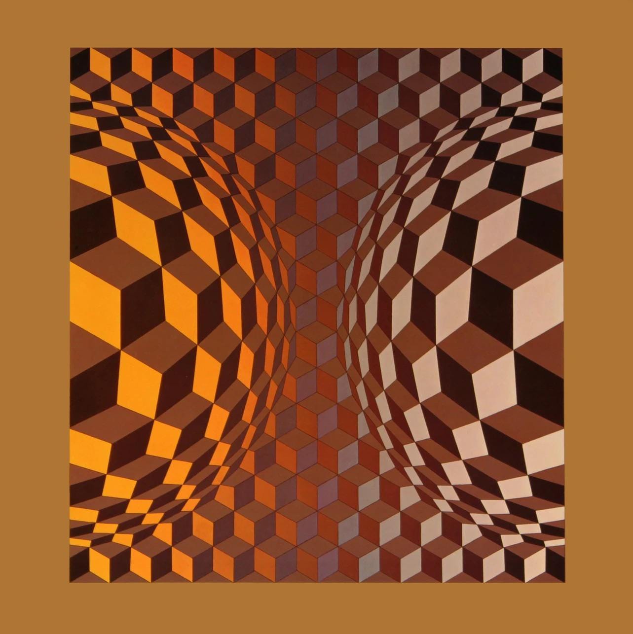 Victor Vasarely, Composition, Hexagone, Limited Edition Héliogravure