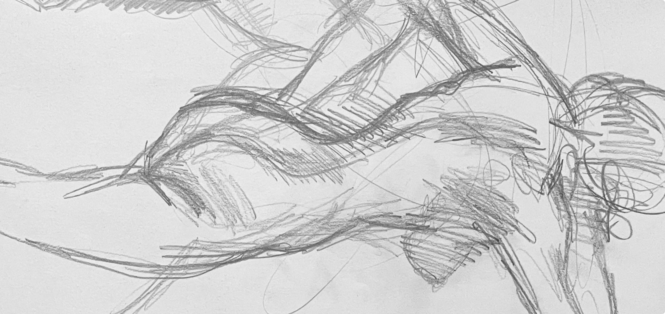 Ian Hornak, Renaissance Male and Female Nude Figure Study, 1963, Original Drawing