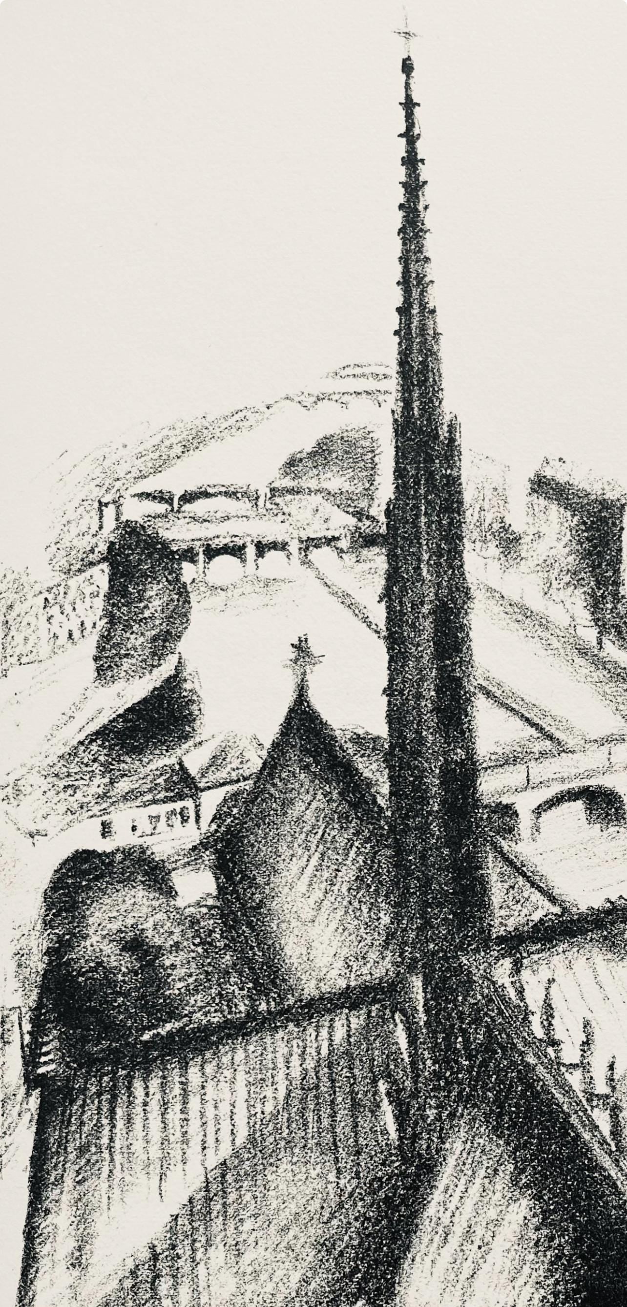Robert Delaunay, La flèche de Notre-Dame (Habasque 720-728), Allo! Paris!, Limited Edition Lithograph