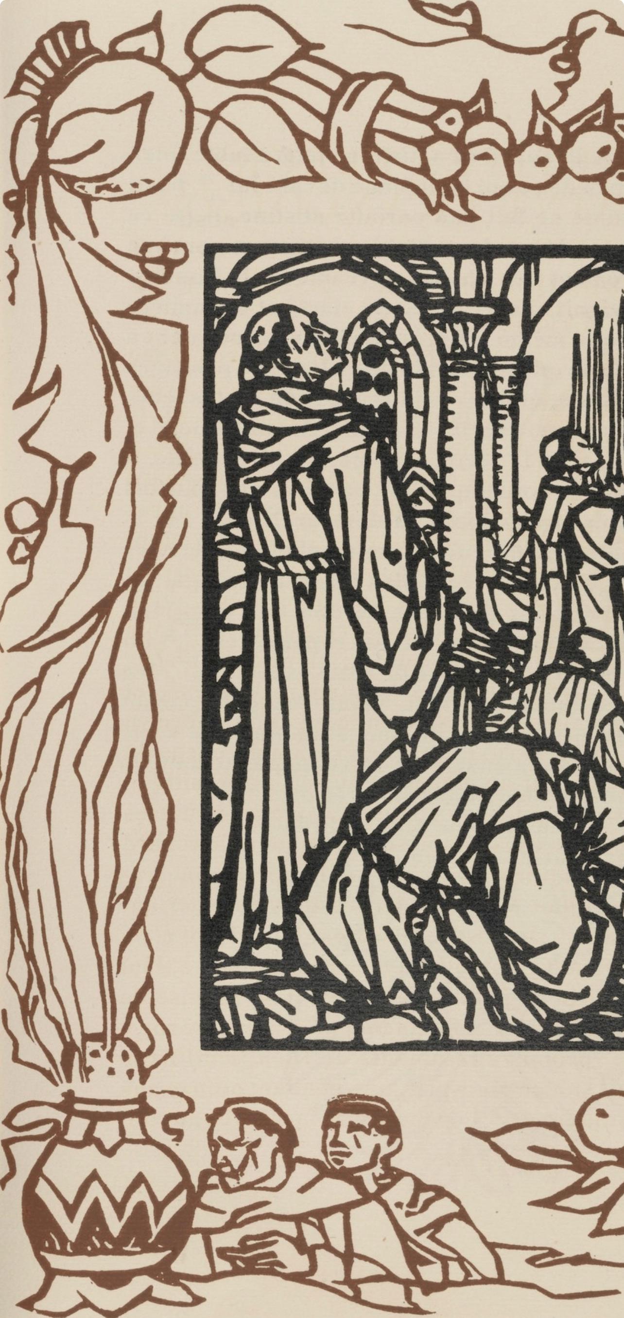 Émile Bernard, Composition (Morane, No. 100), Les Petites Fleurs de St. Françoise, Limited Edition Woodcut