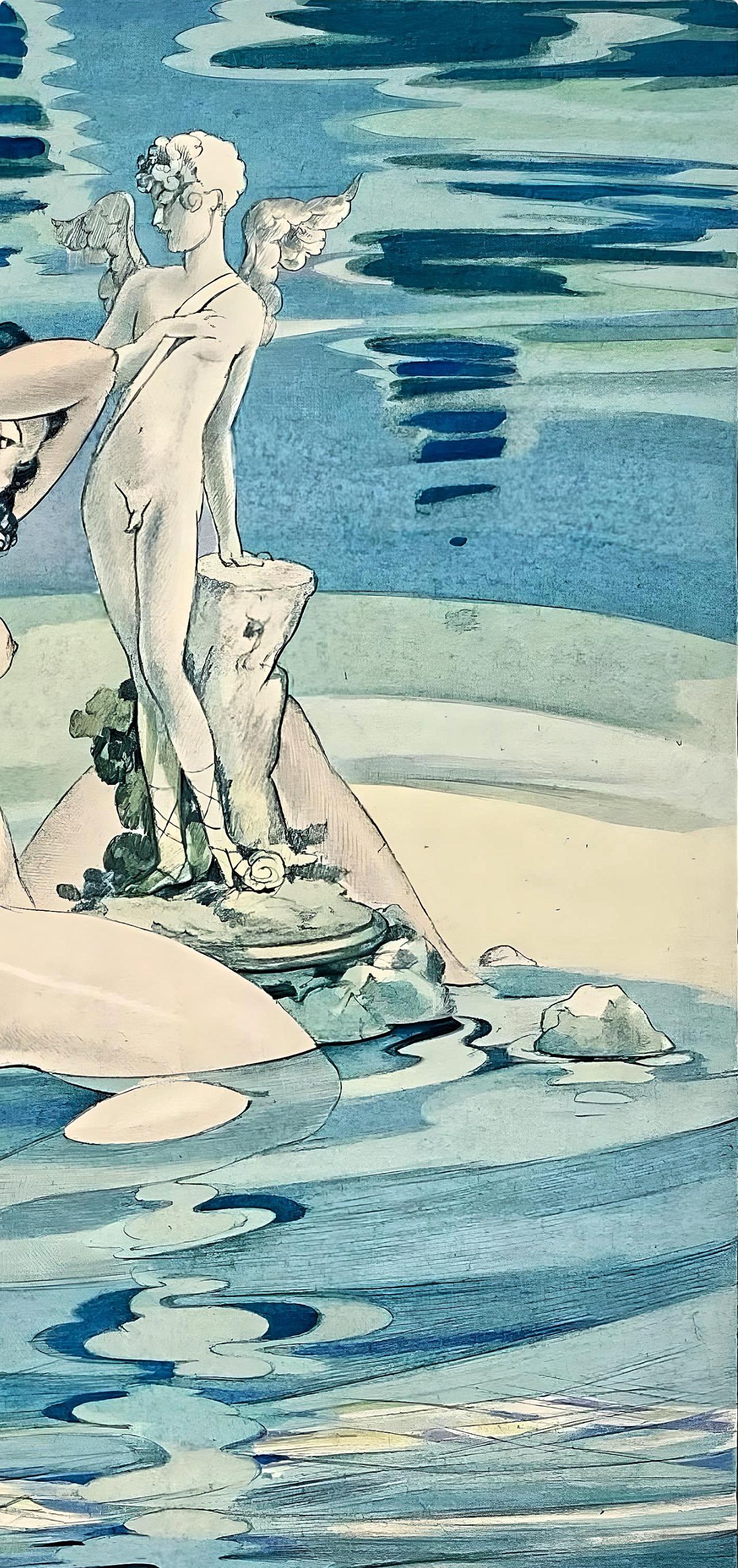 Umberto Brunelleschi, Composition, La Leçon d'amour dans un parc, Limited Edition Lithograph