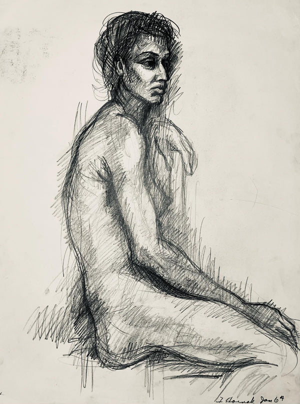 Ian Hornak, Renaissance Female Nude Figure Study, 1963, Original Drawing