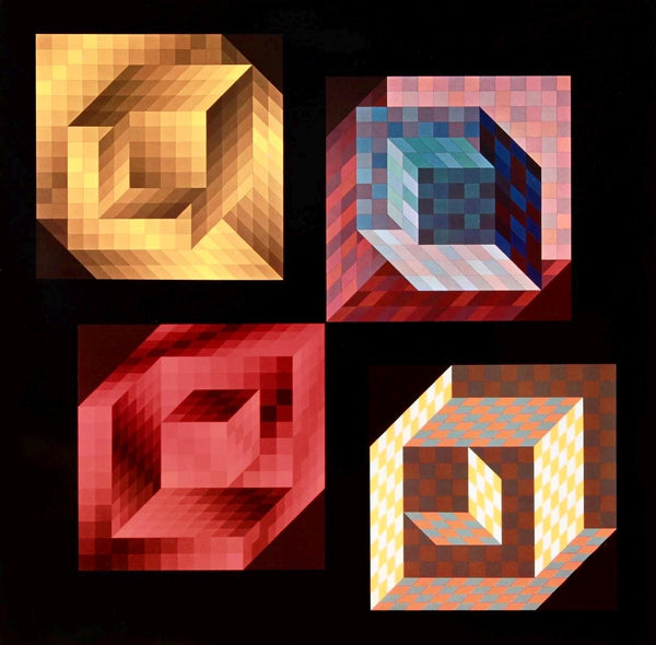 Victor Vasarely, Composition, Hommage à Hexagone, Limited Edition Héliogravure