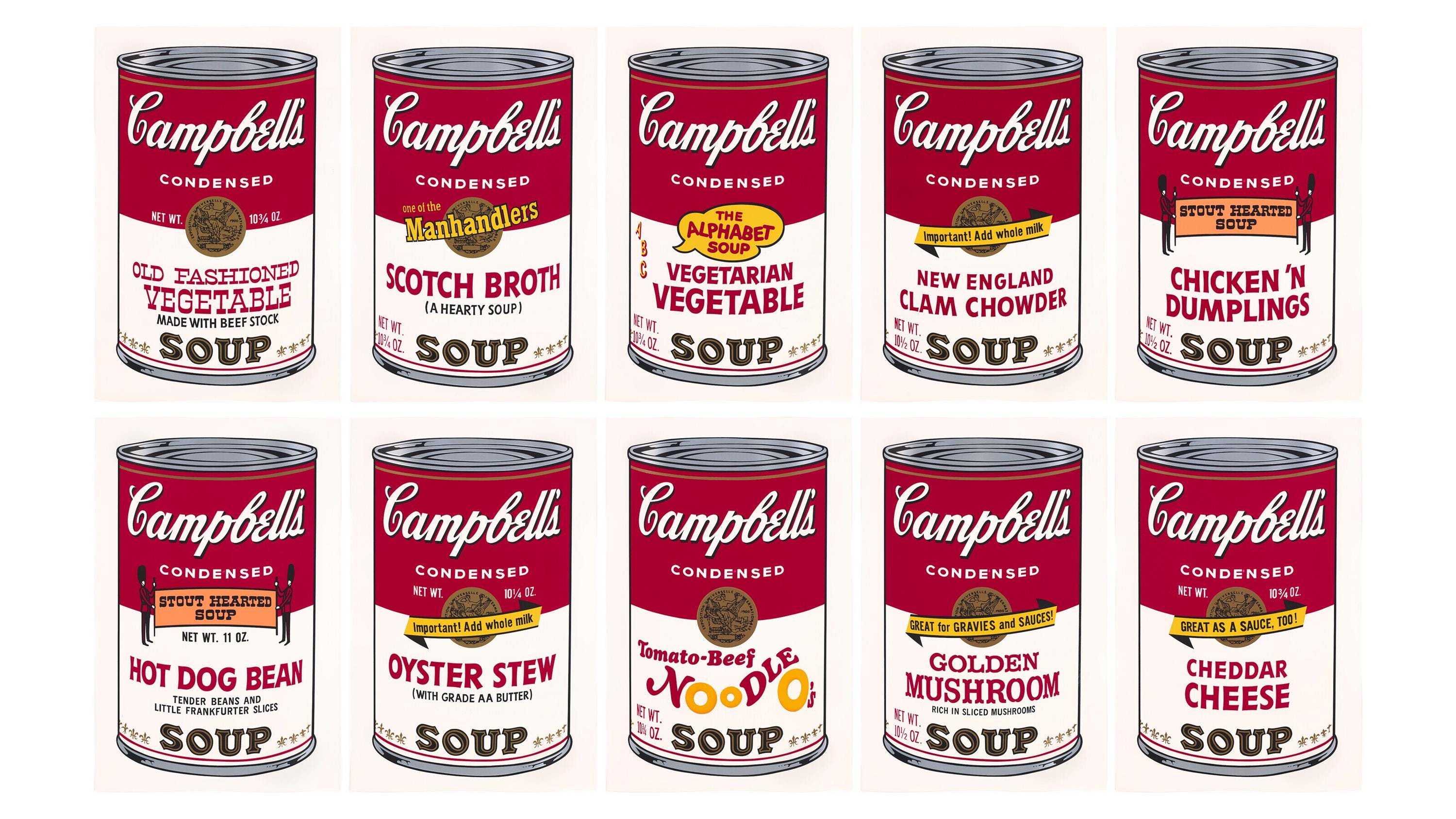 Andy Warhol, Campbell’s Soup II, Suite of Ten, Official Limited Edition, Sunday B. Morning, Silkscreens