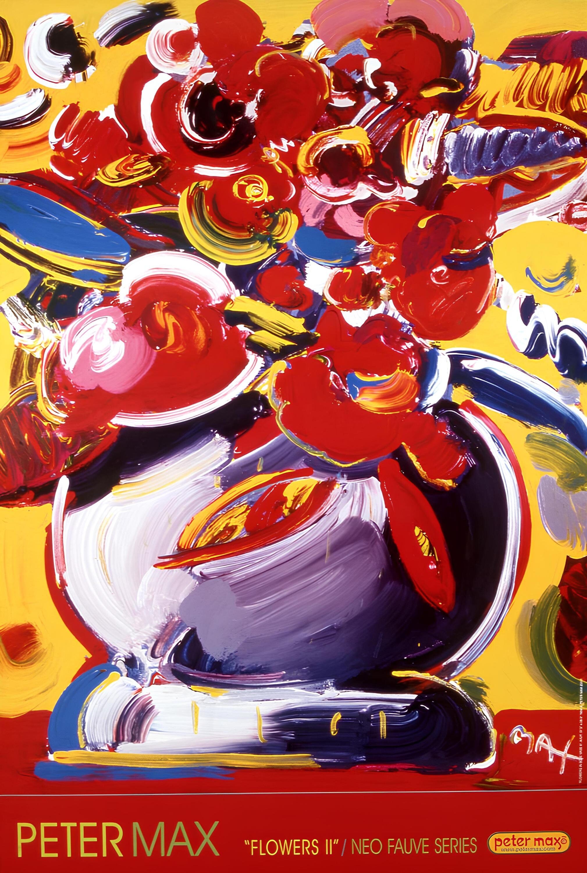 Peter Max, Flowers II - Neo-Fauve, 2000, Hand Signed, Official Edition Offset Lithograph