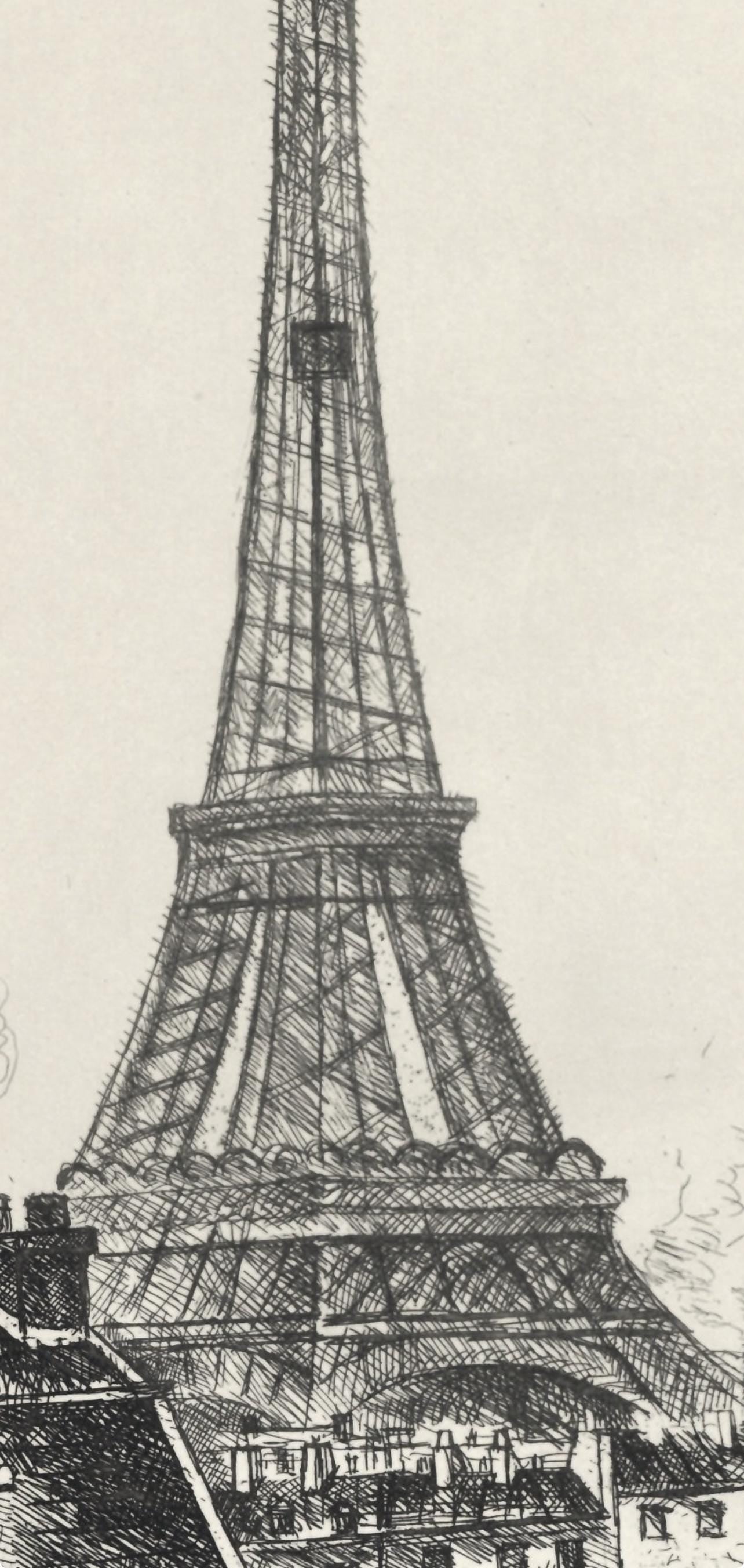 René Durey, Le Champ de Mars, A La gloire à Paris, Limited Edition Etching