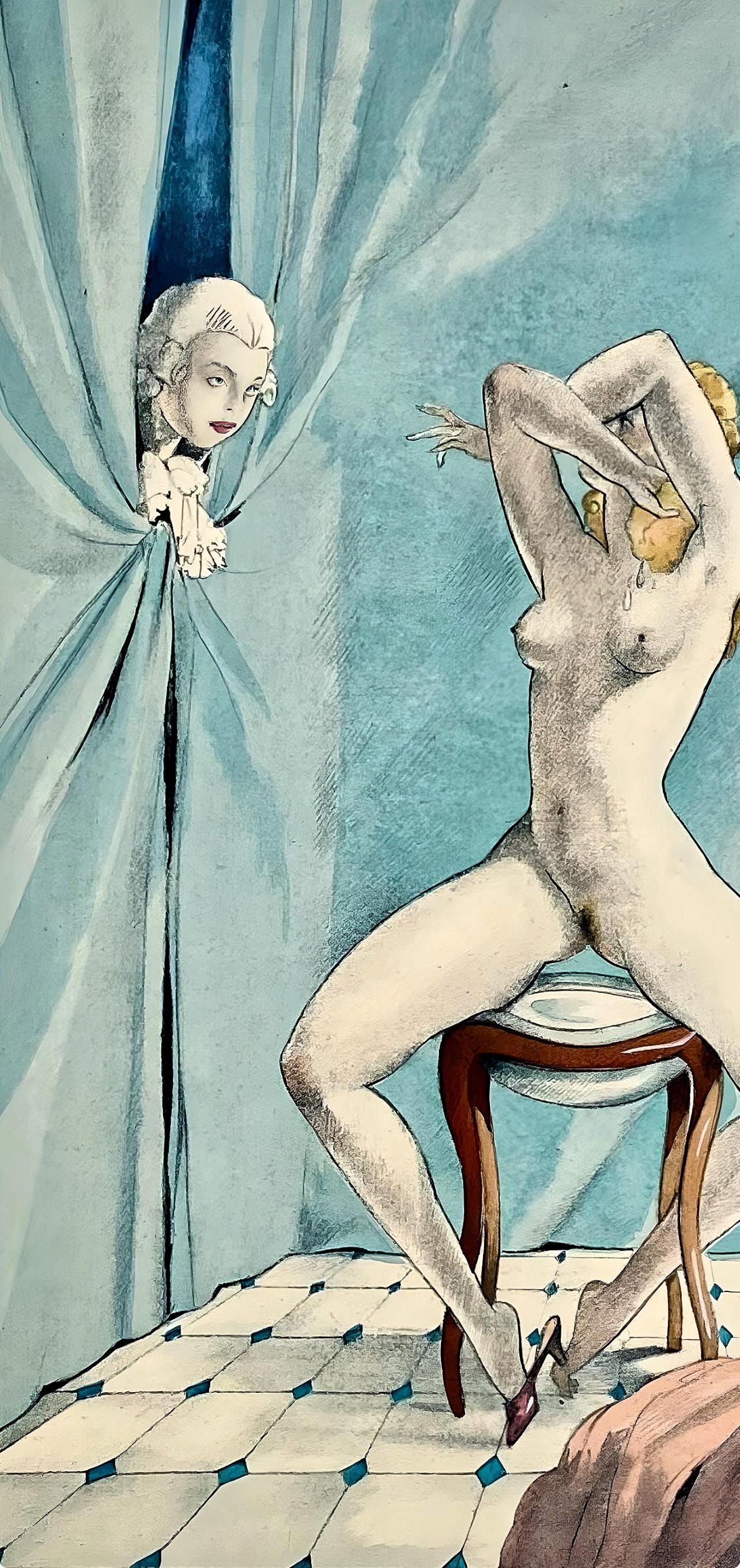 Umberto Brunelleschi, Composition, La Leçon d'amour dans un parc, Limited Edition Lithograph