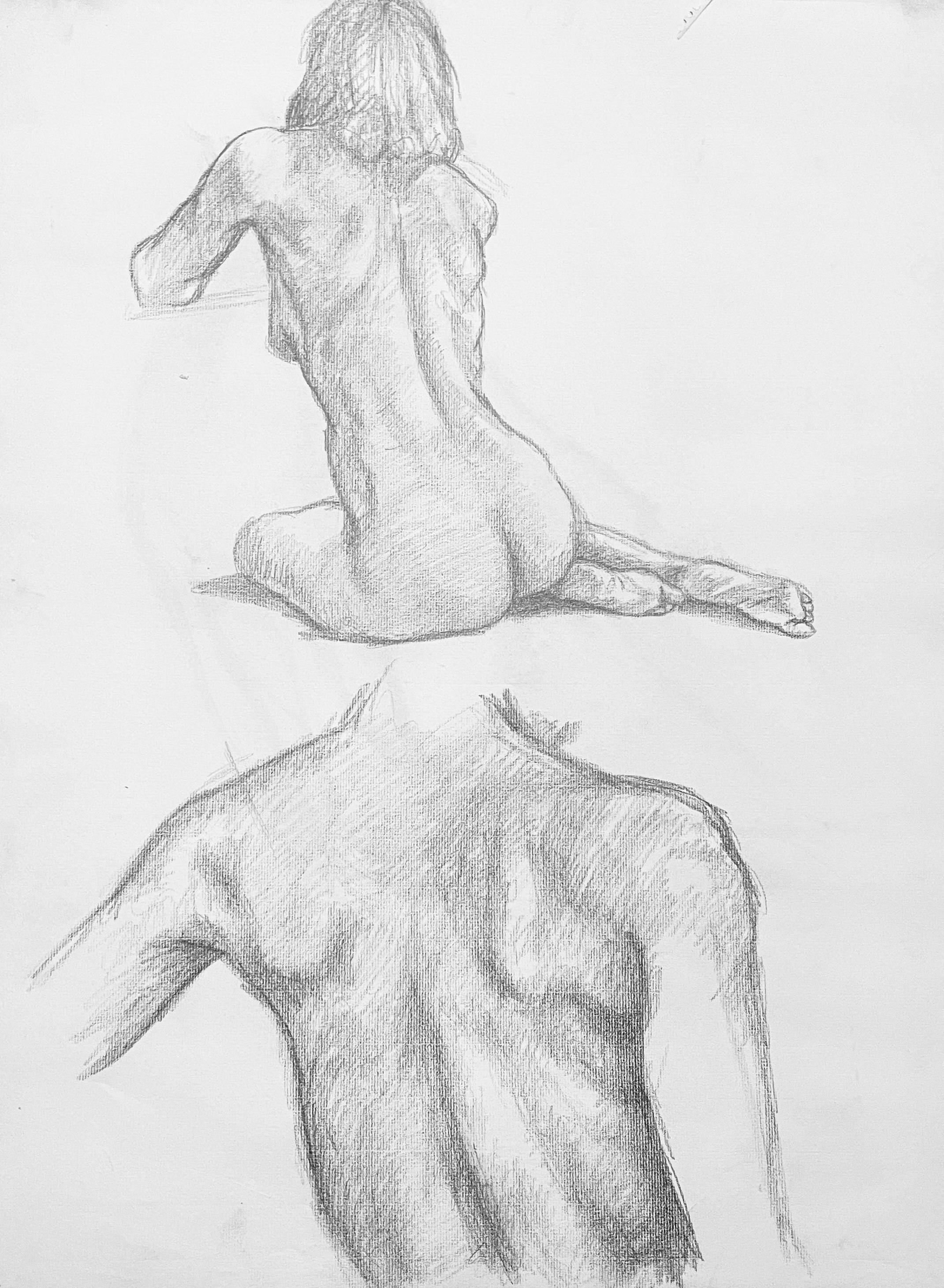 Ian Hornak, Renaissance Male and Female Nude Figure Study, 1963, Original Drawing