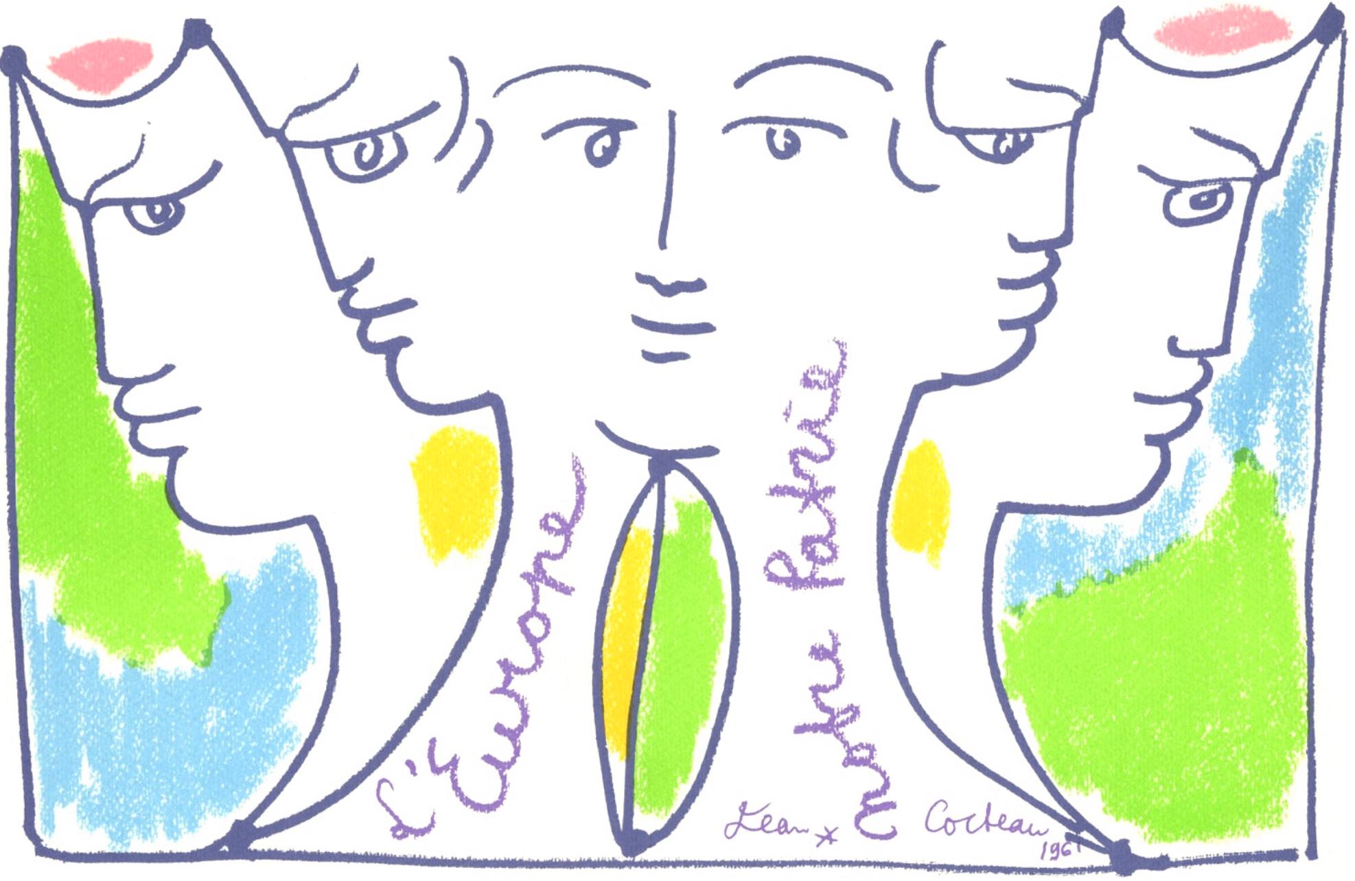 Jean Cocteau, Composition, Nous croyons en l'Europe, Limited Edition Silkscreen