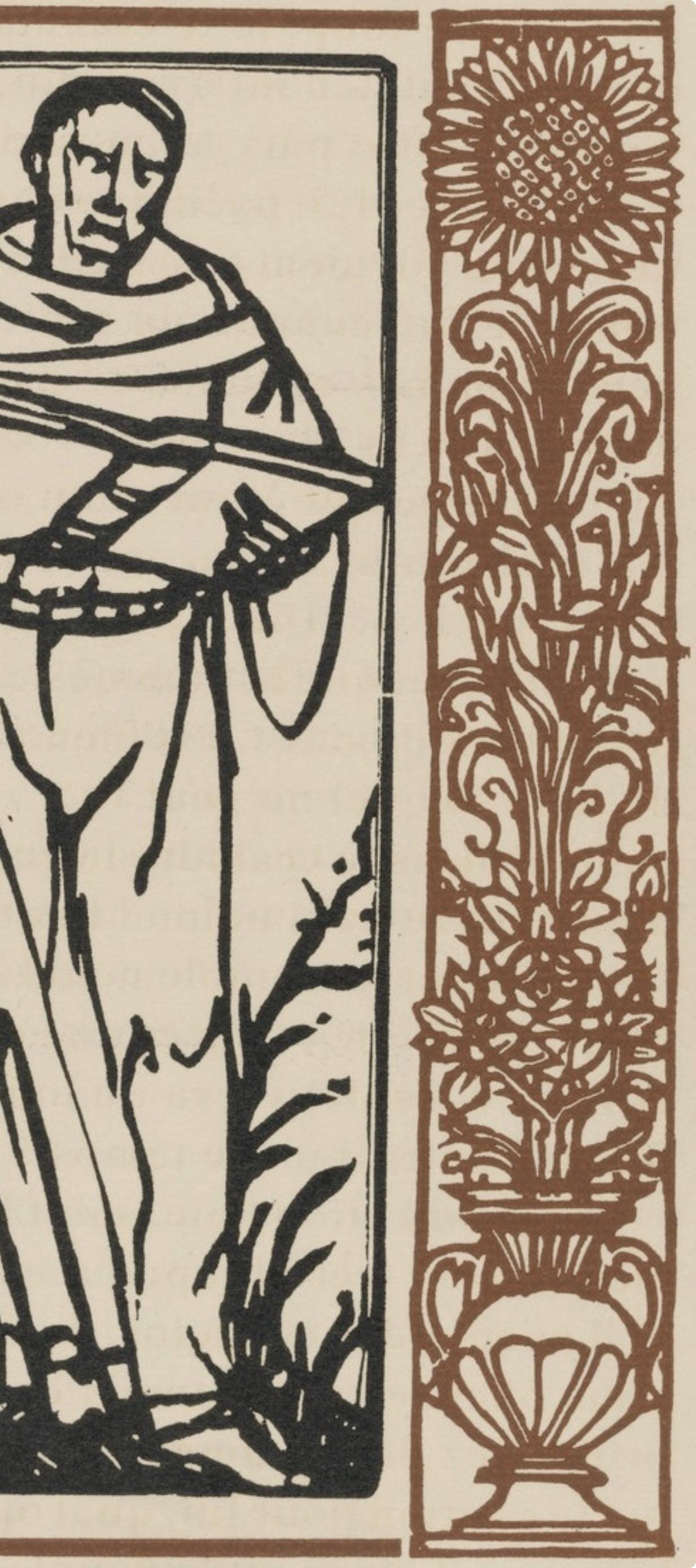 Émile Bernard, Composition (Morane, No. 100), Les Petites Fleurs de St. Françoise, Limited Edition Woodcut