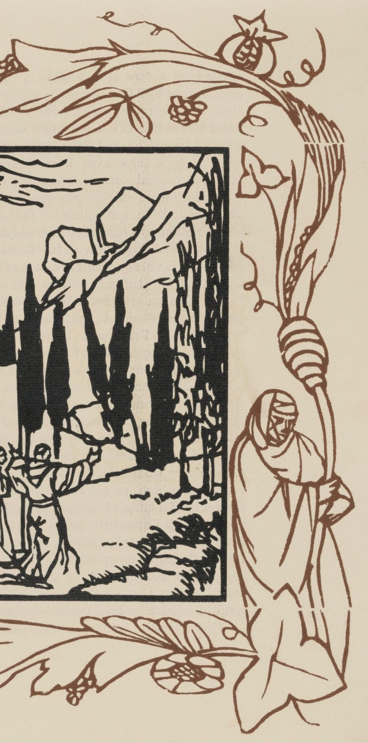 Émile Bernard, Composition (Morane, No. 100), Les Petites Fleurs de St. Françoise, Limited Edition Woodcut