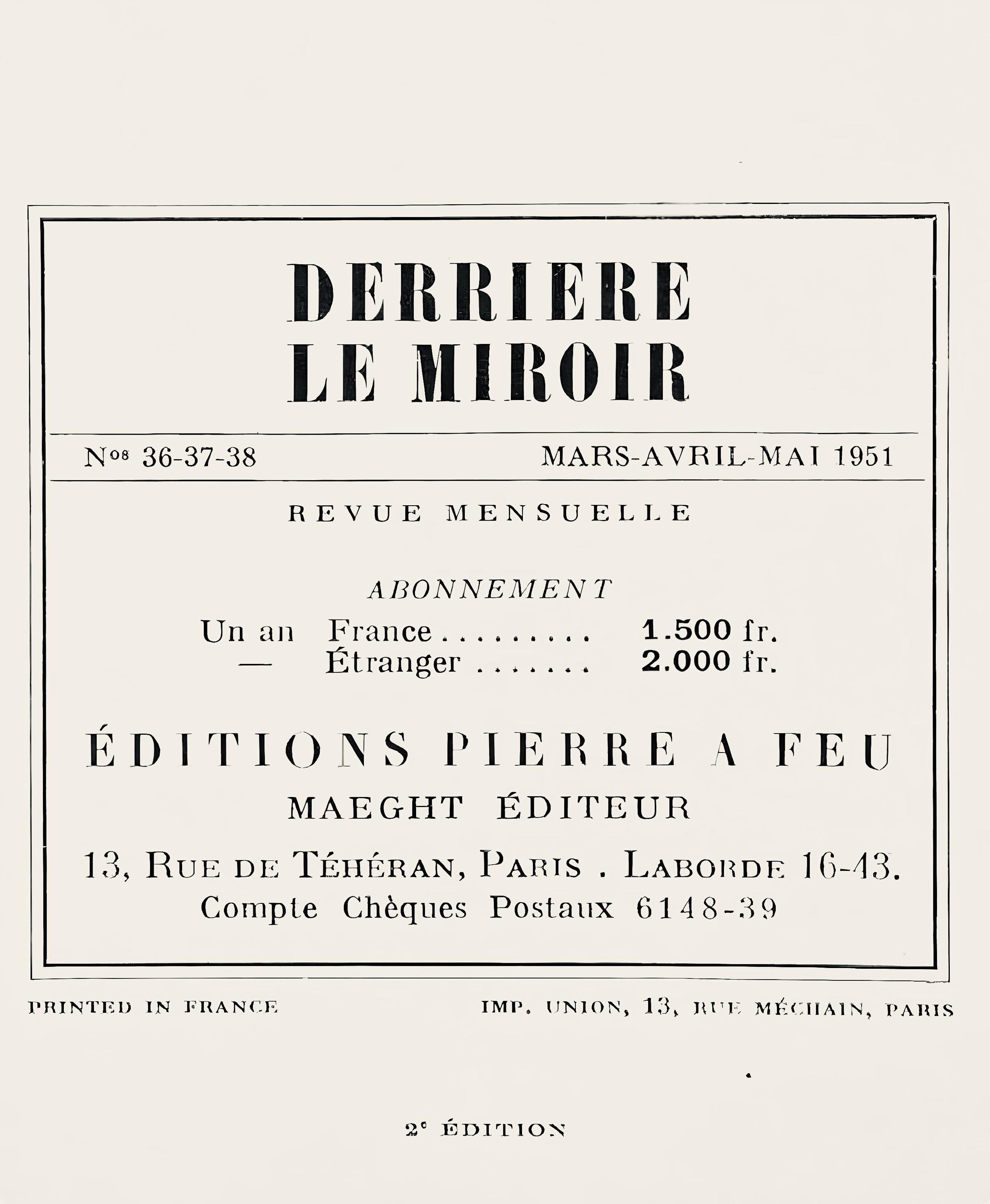 Jean Bazaine, Composition, Derrière le miroir, Limited Edition Lithograph