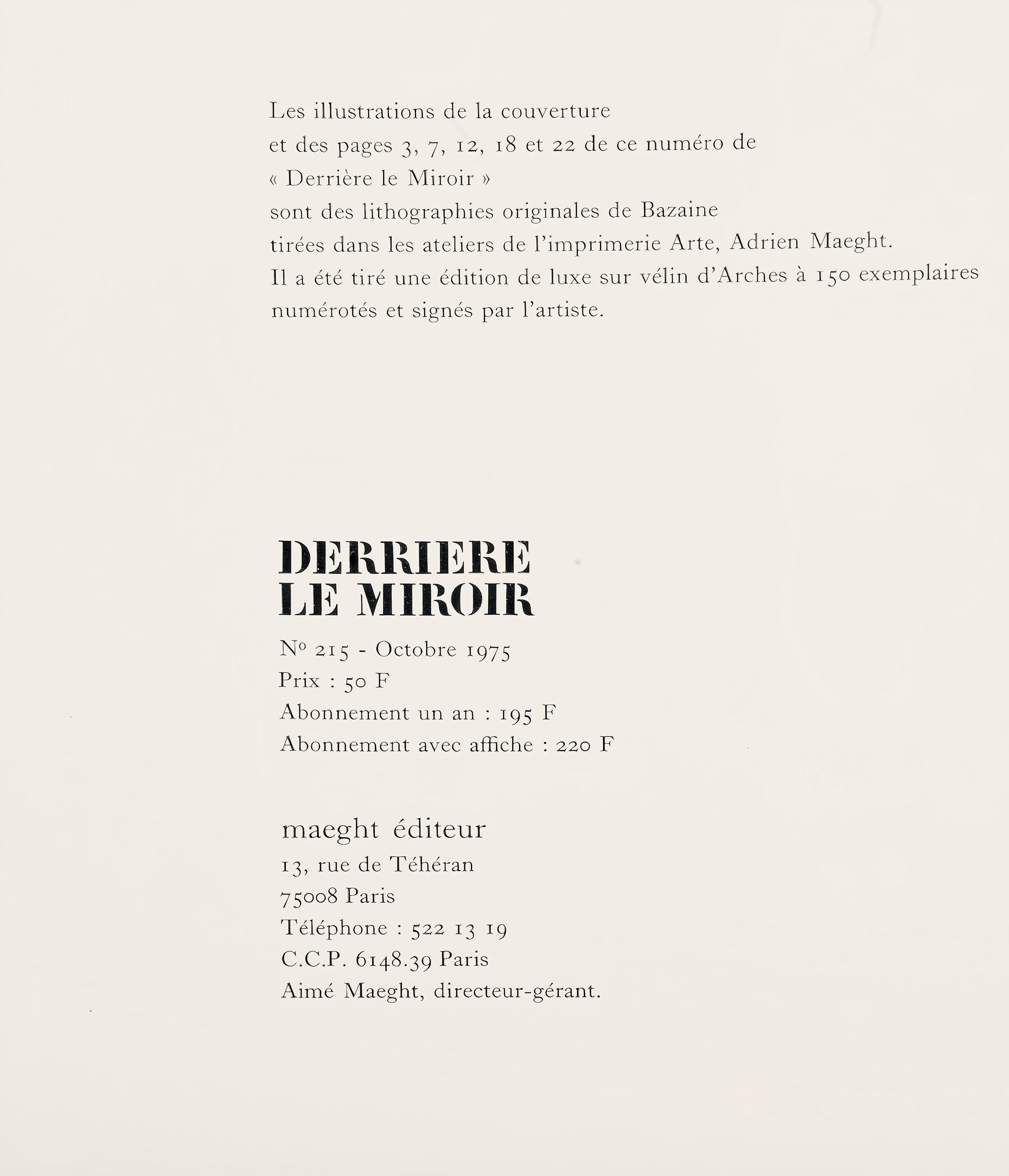 Jean Bazaine, Composition, Derrière le miroir, Limited Edition Lithograph