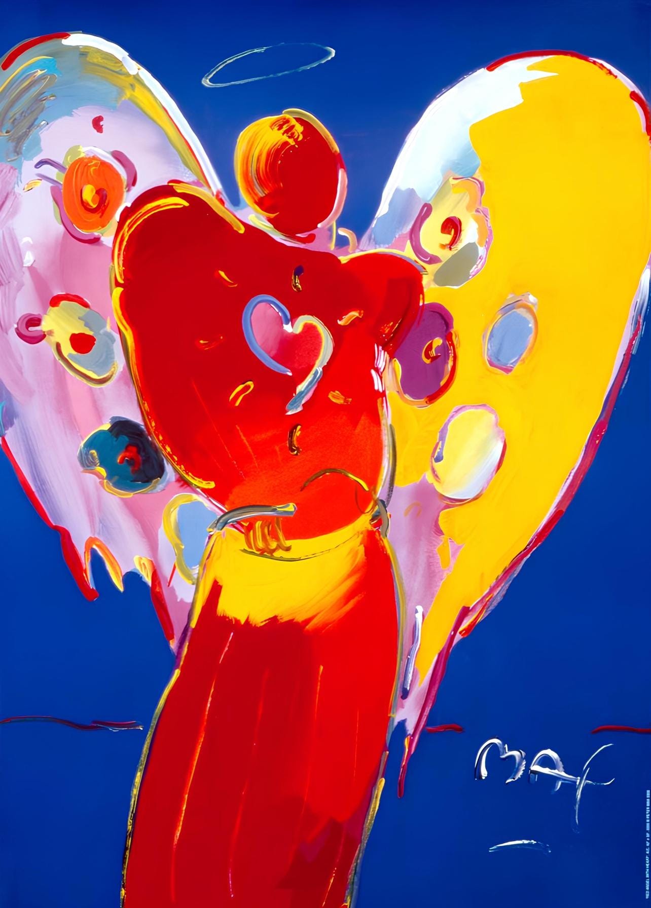 Peter Max, Angel with Heart III, 2000, Hand Signed, Official Edition Offset Lithograph
