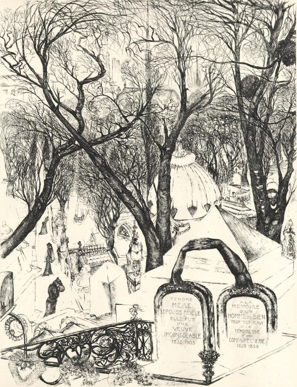 Édouard Goerg, Le Cimetière du Père, A La gloire à Paris, Limited Edition Etching