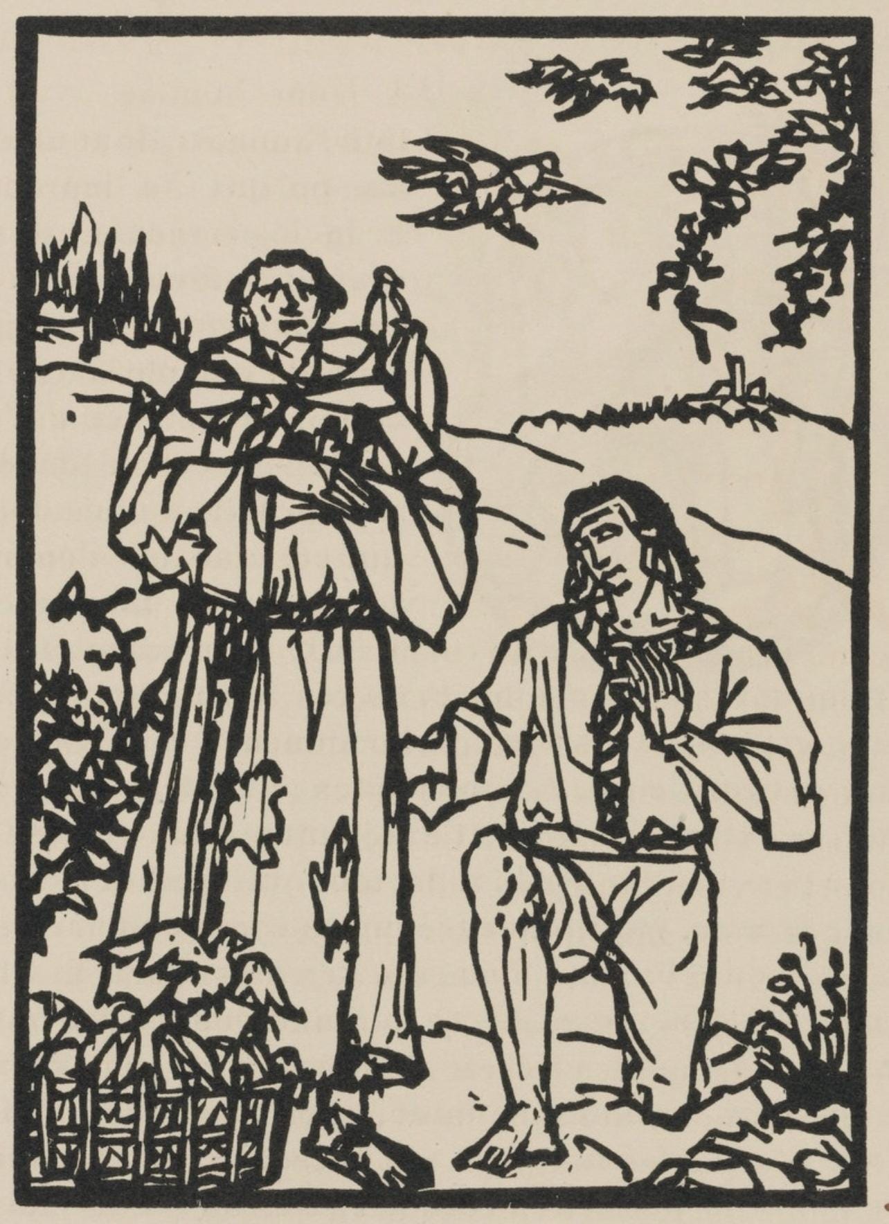 Émile Bernard, Composition (Morane, No. 100), Les Petites Fleurs de St. Françoise, Limited Edition Woodcut