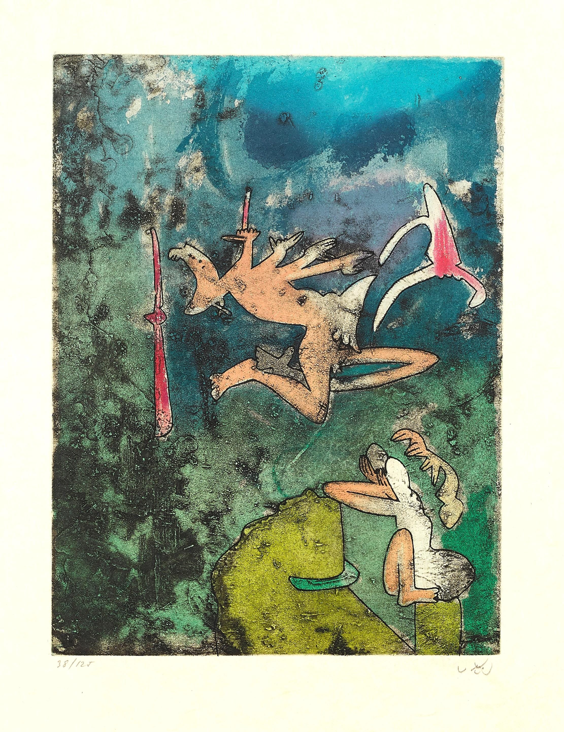Roberto Matta, Composition (Sabatier 393), Centre Noeuds, Limited Edition Etching