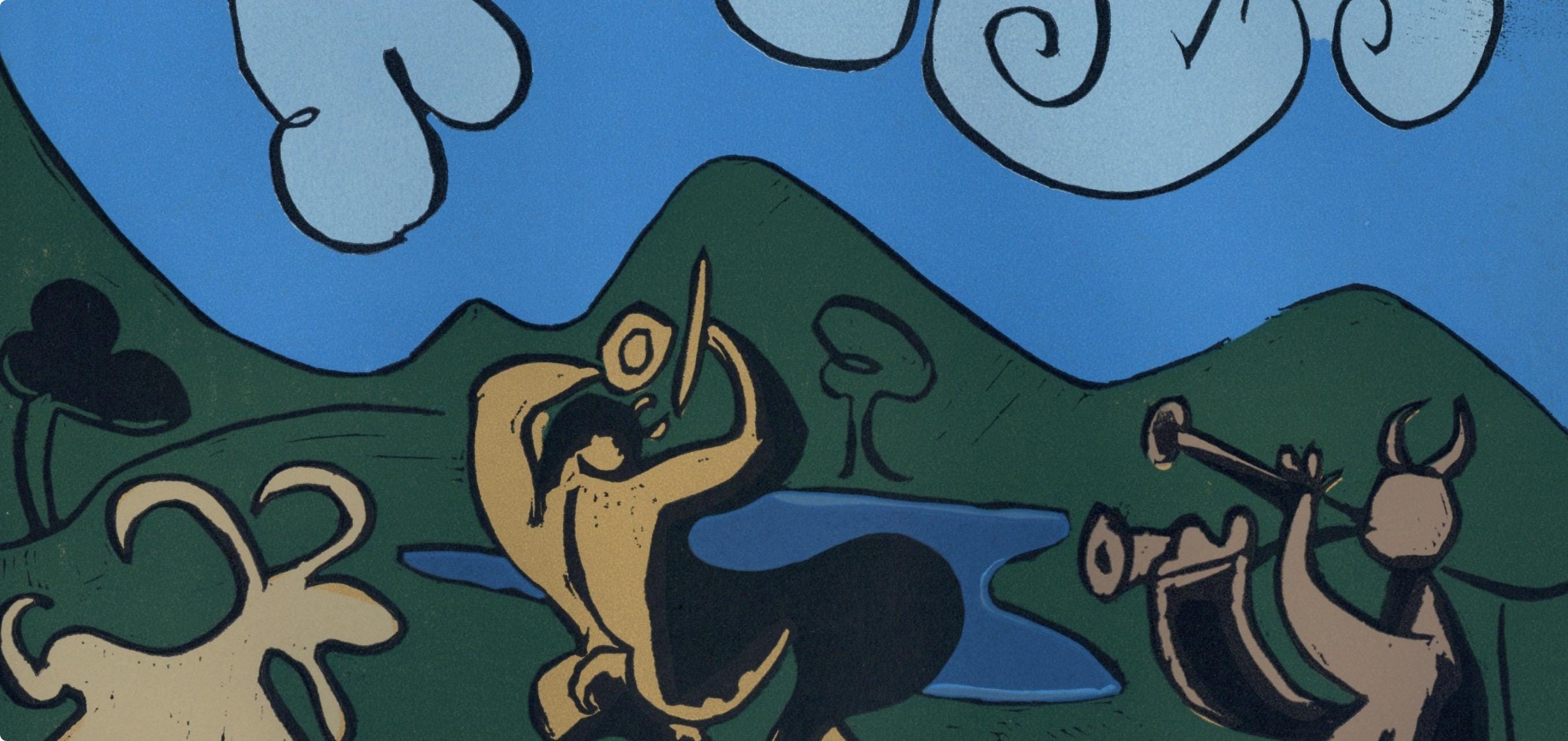 Pablo Picasso, Fauns and Goat (Orozco 214), Grabados al linóleo, Limited Edition Linocut
