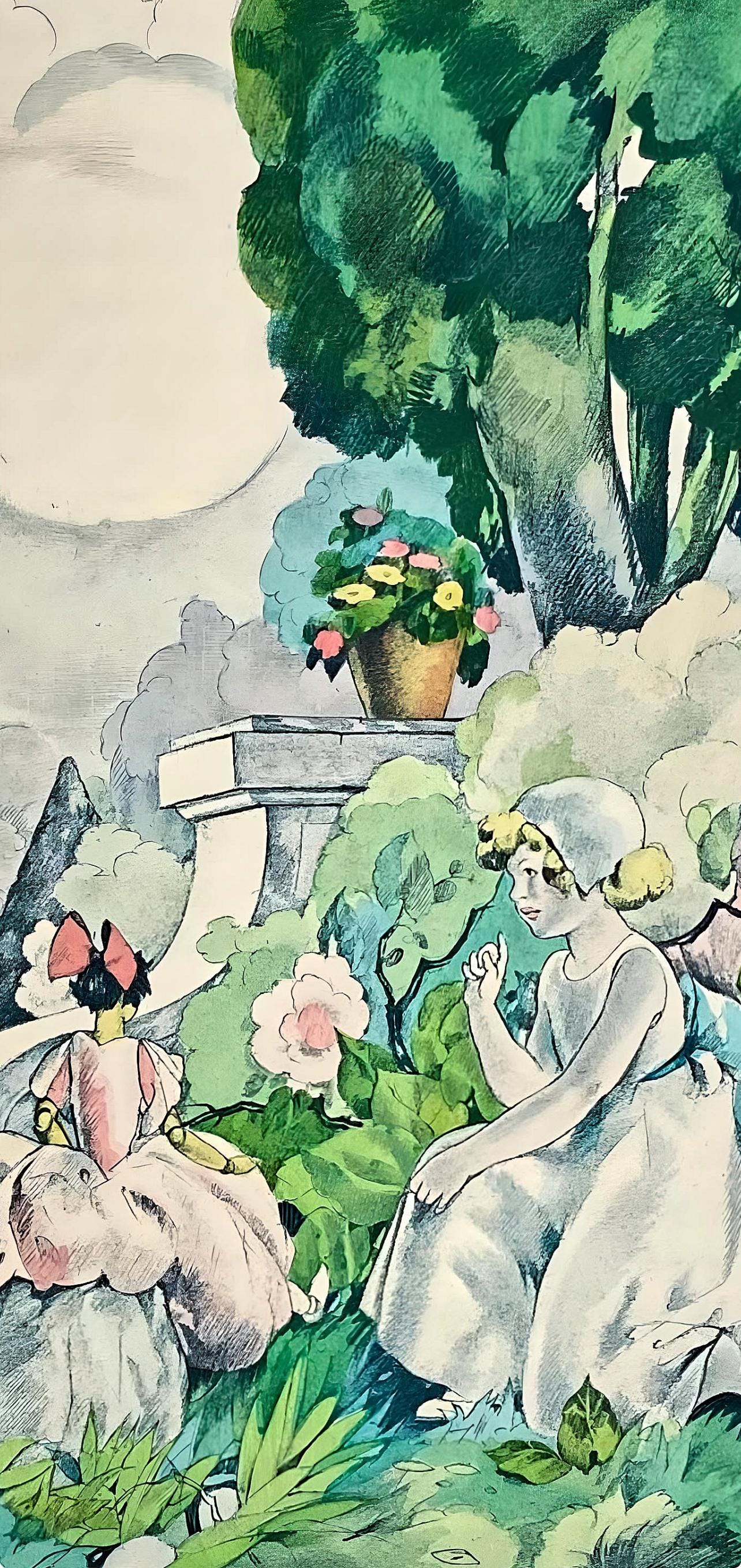 Umberto Brunelleschi, Composition, La Leçon d'amour dans un parc, Limited Edition Lithograph