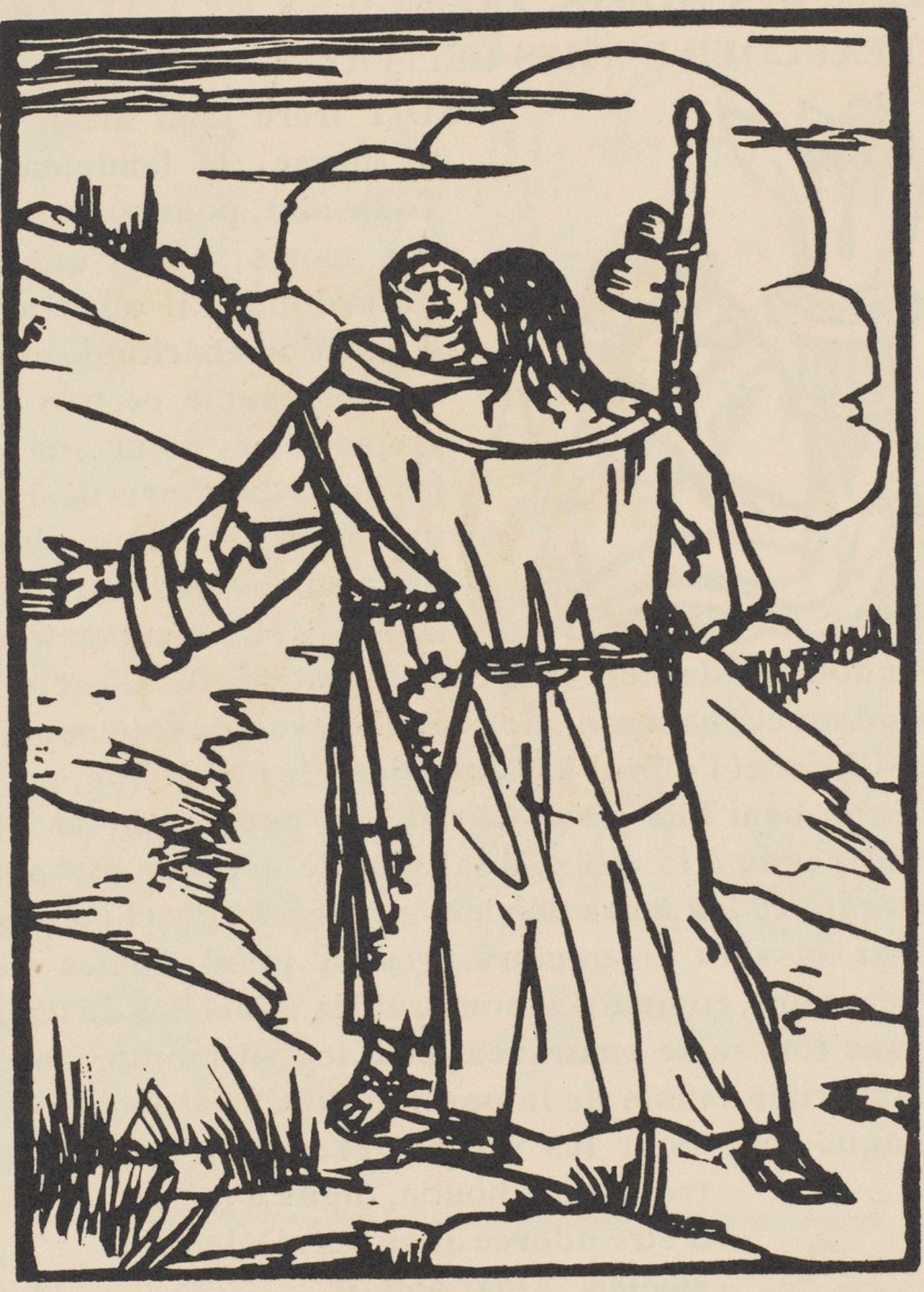Émile Bernard, Composition (Morane, No. 100), Les Petites Fleurs de St. Françoise, Limited Edition Woodcut