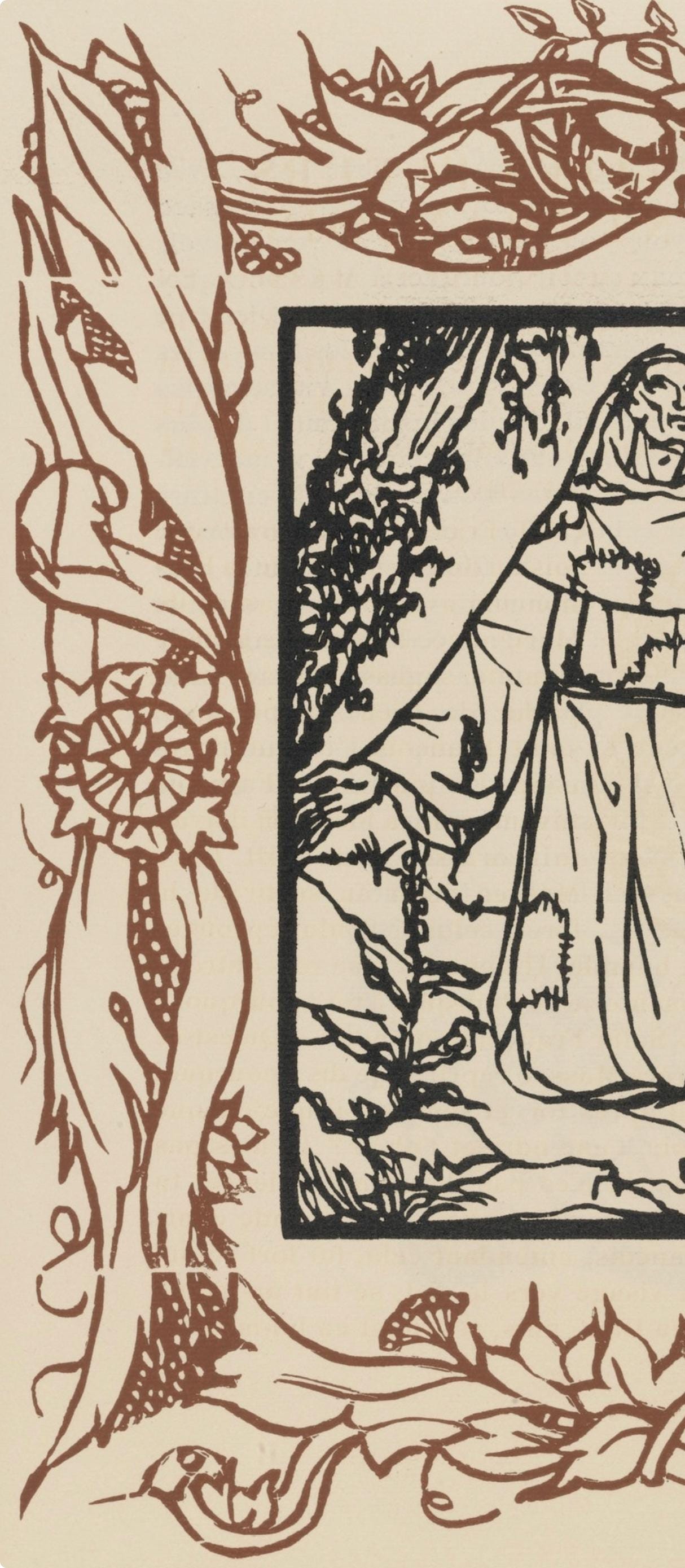 Émile Bernard, Composition (Morane, No. 100), Les Petites Fleurs de St. Françoise, Limited Edition Woodcut