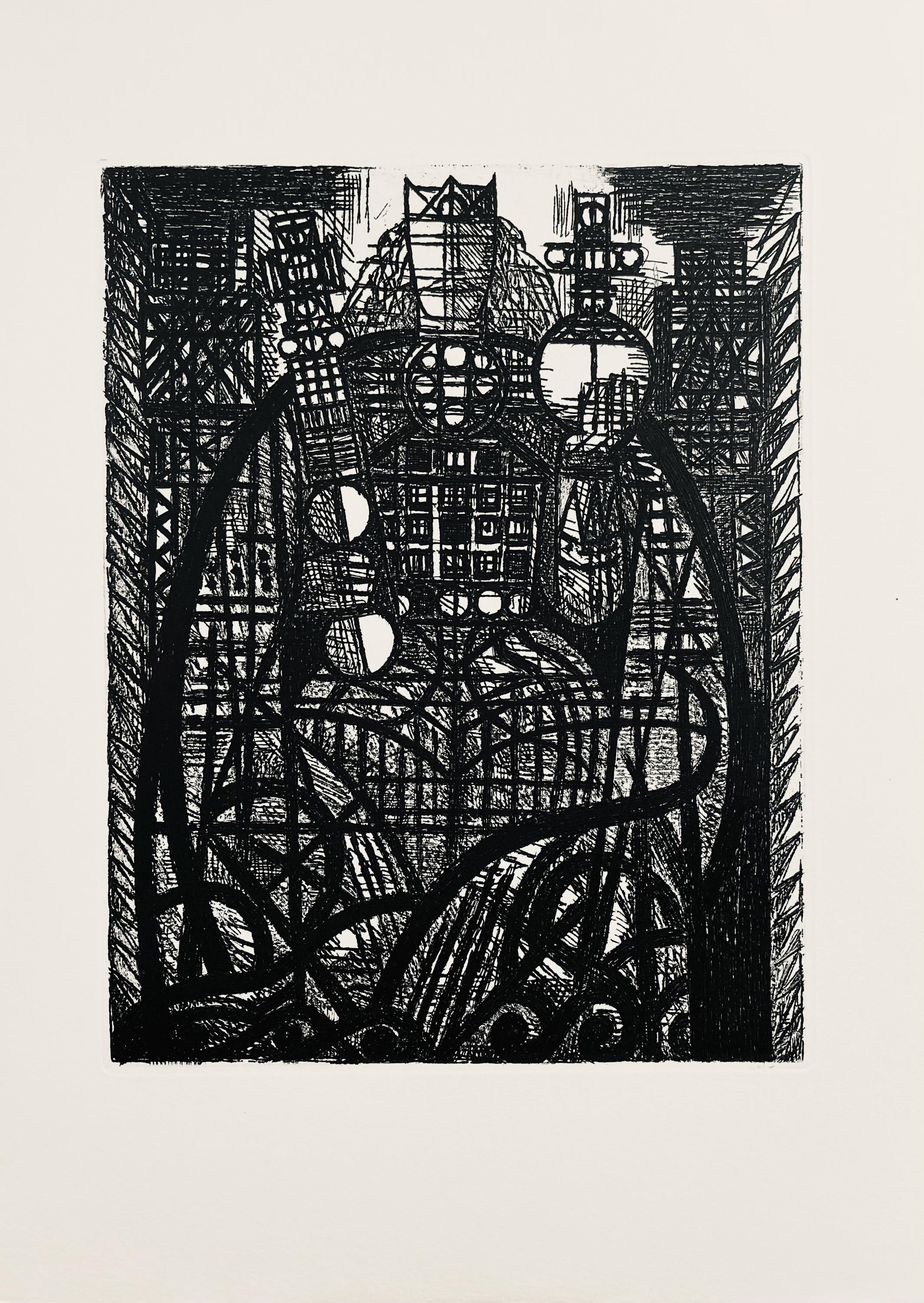 Marcel Gromaire, Le Roi Malcolm, Scène XXV, Shakespeare, Macbeth, Eaux-fortes de Gromaire, Limited Edition Etching