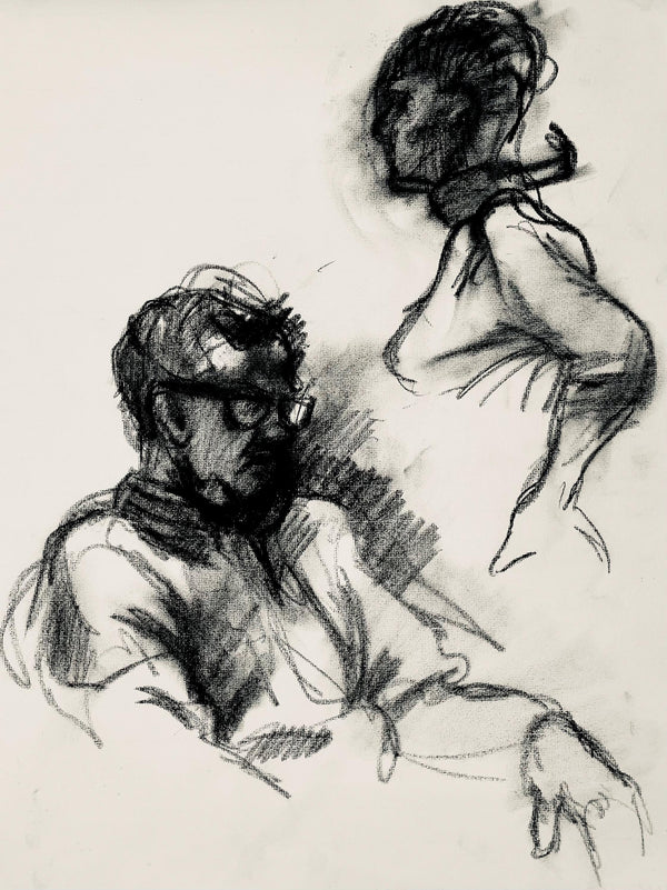 Ian Hornak, Female and Male Figure Study, 1963, Original Drawing