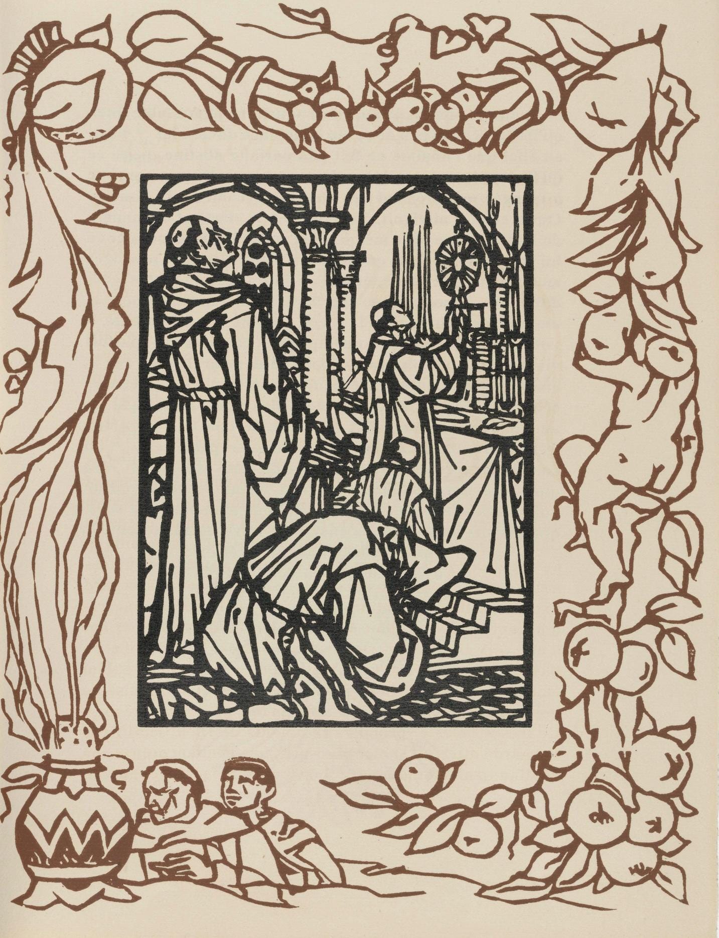 Émile Bernard, Composition (Morane, No. 100), Les Petites Fleurs de St. Françoise, Limited Edition Woodcut