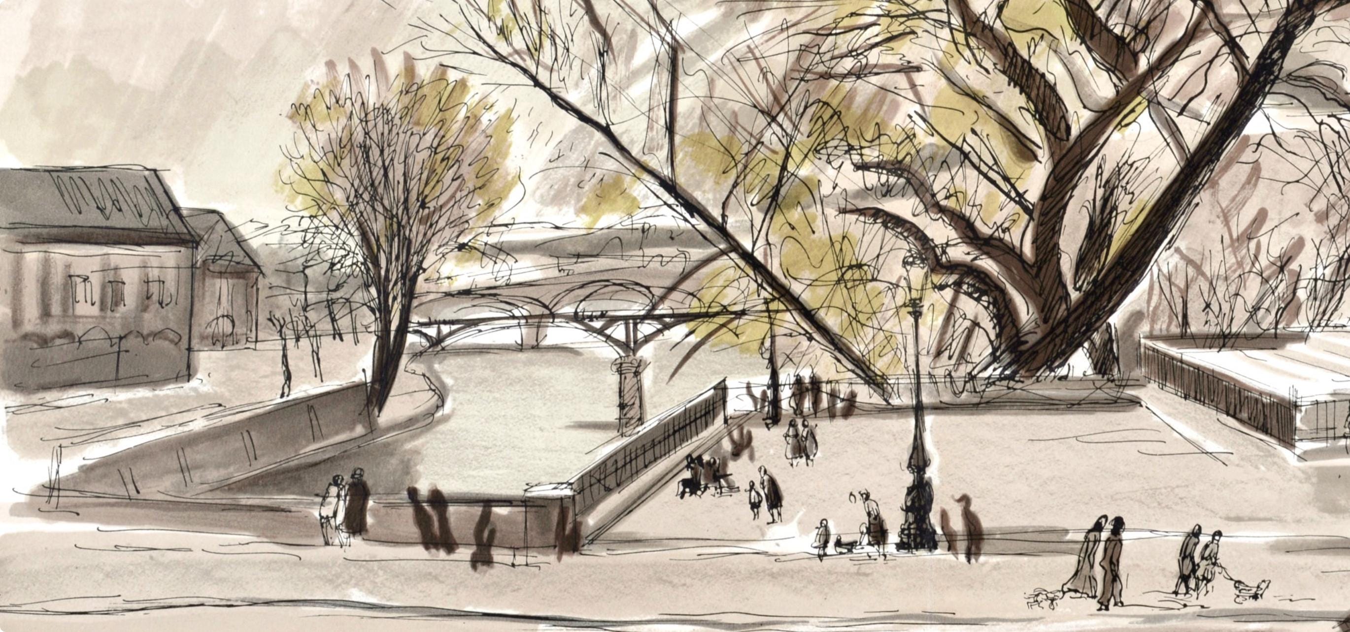 André Dunoyer de Segonzac, París le Pont Neuf, Regards sur Paris, Limited Edition Lithograph