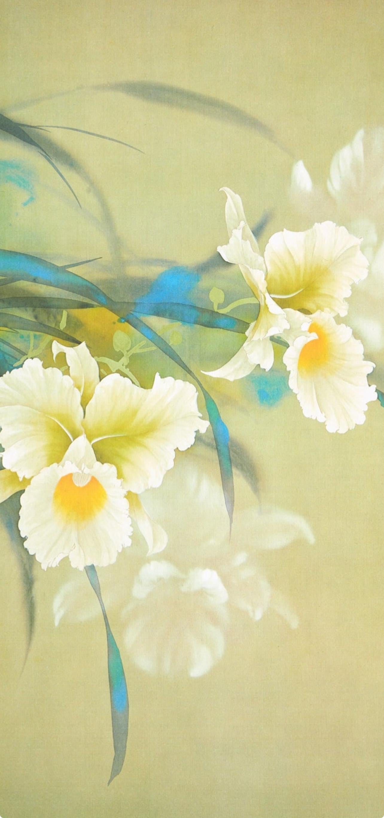 David Lee, White Orchid, Original Edition Offset Lithograph